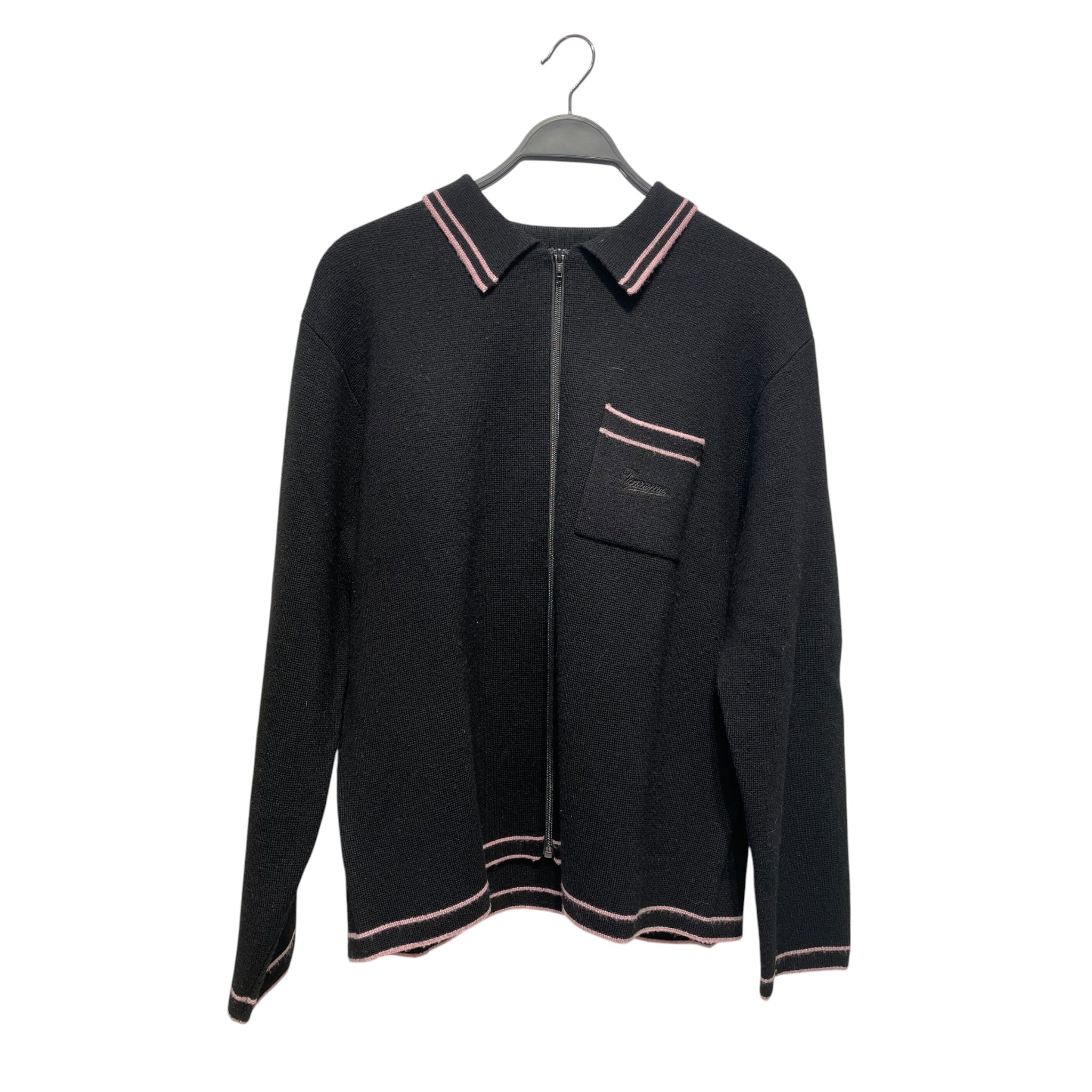 Supreme/Sweater/L/Wool/BLK/PINK STRIPE ON COLLAR view 1