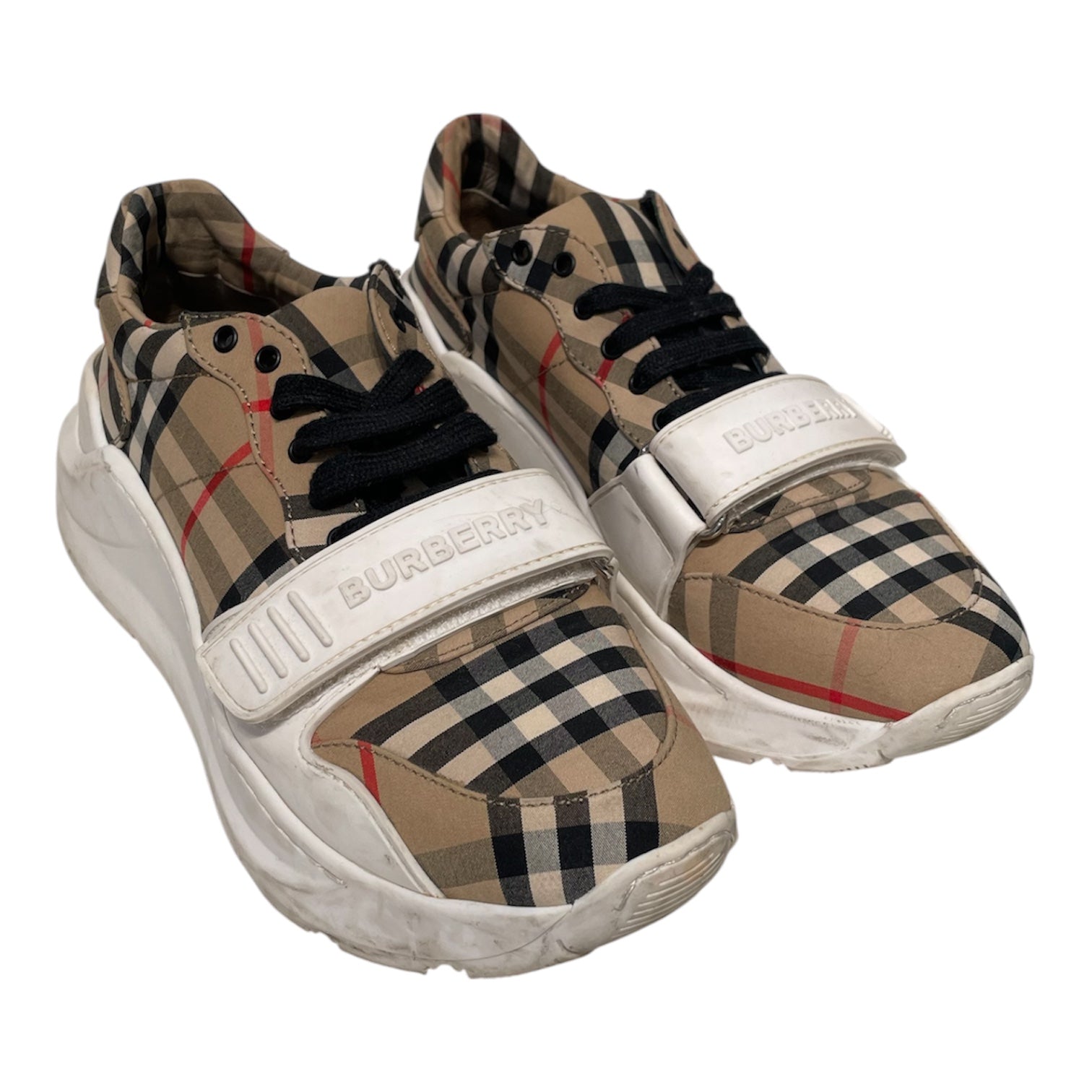 BURBERRY LONDON/Low-Sneakers/EU 38/Plaid/Polyester/CRM/REGIS CHECK LACE UP SNEAKERS view 1