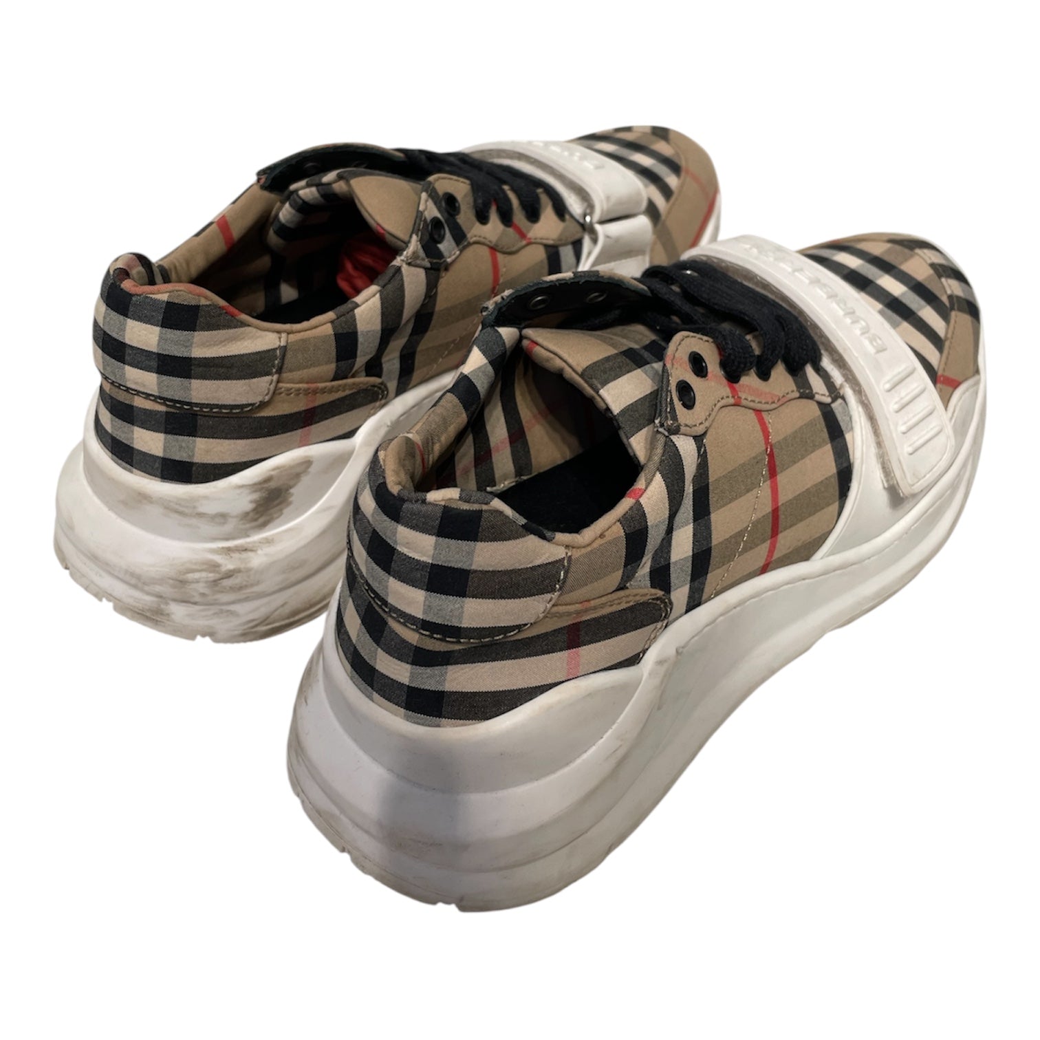 BURBERRY LONDON/Low-Sneakers/EU 38/Plaid/Polyester/CRM/REGIS CHECK LACE UP SNEAKERS view 2