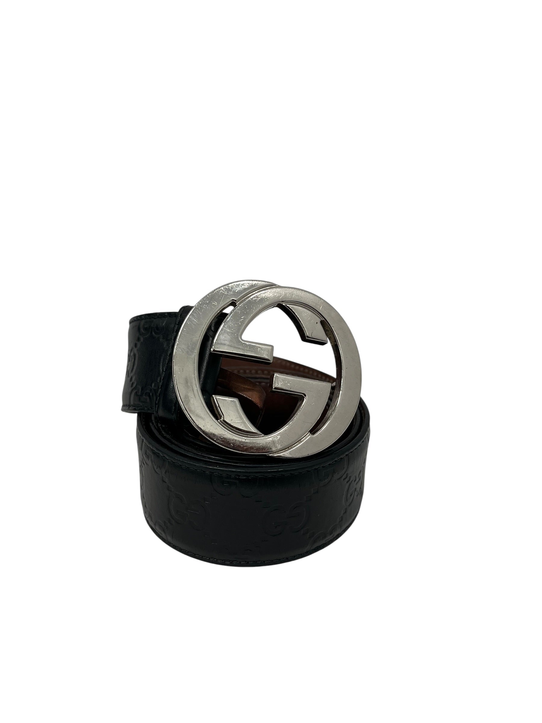 GUCCI/Belt/Stripe/Leather/BLK/M's/MONOGRAM GG BELT view 1