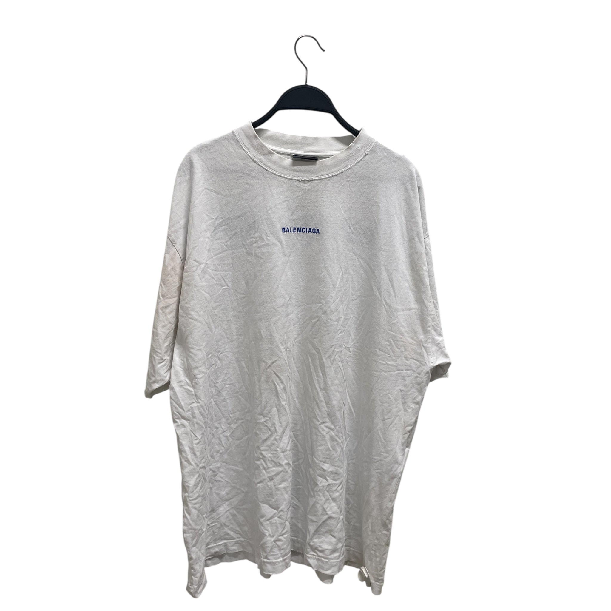 BALENCIAGA/T-Shirt/L/Cotton/WHT/BLU FRONT AND BACK LOGO view 1