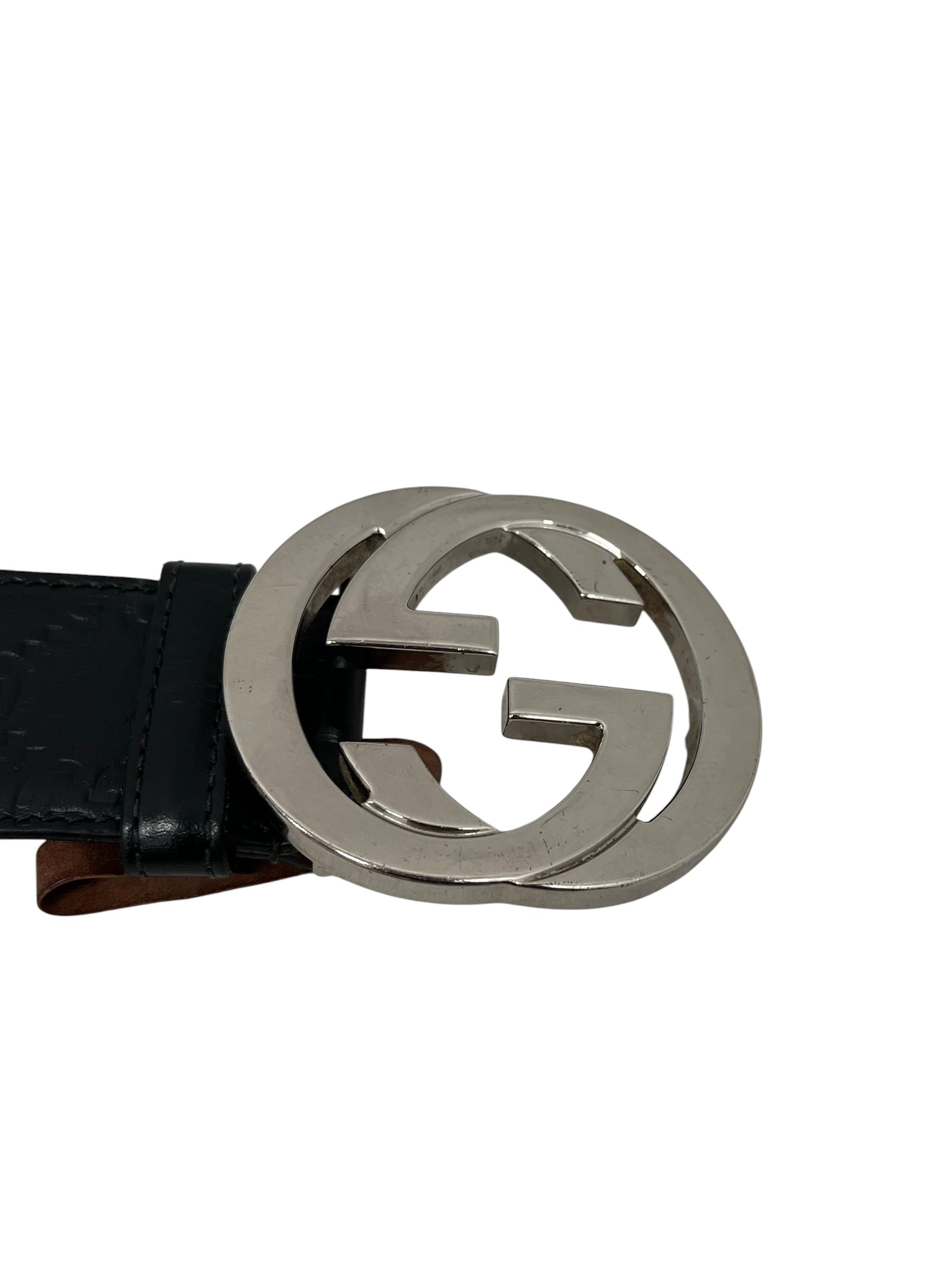 GUCCI/Belt/Stripe/Leather/BLK/M's/MONOGRAM GG BELT view 3
