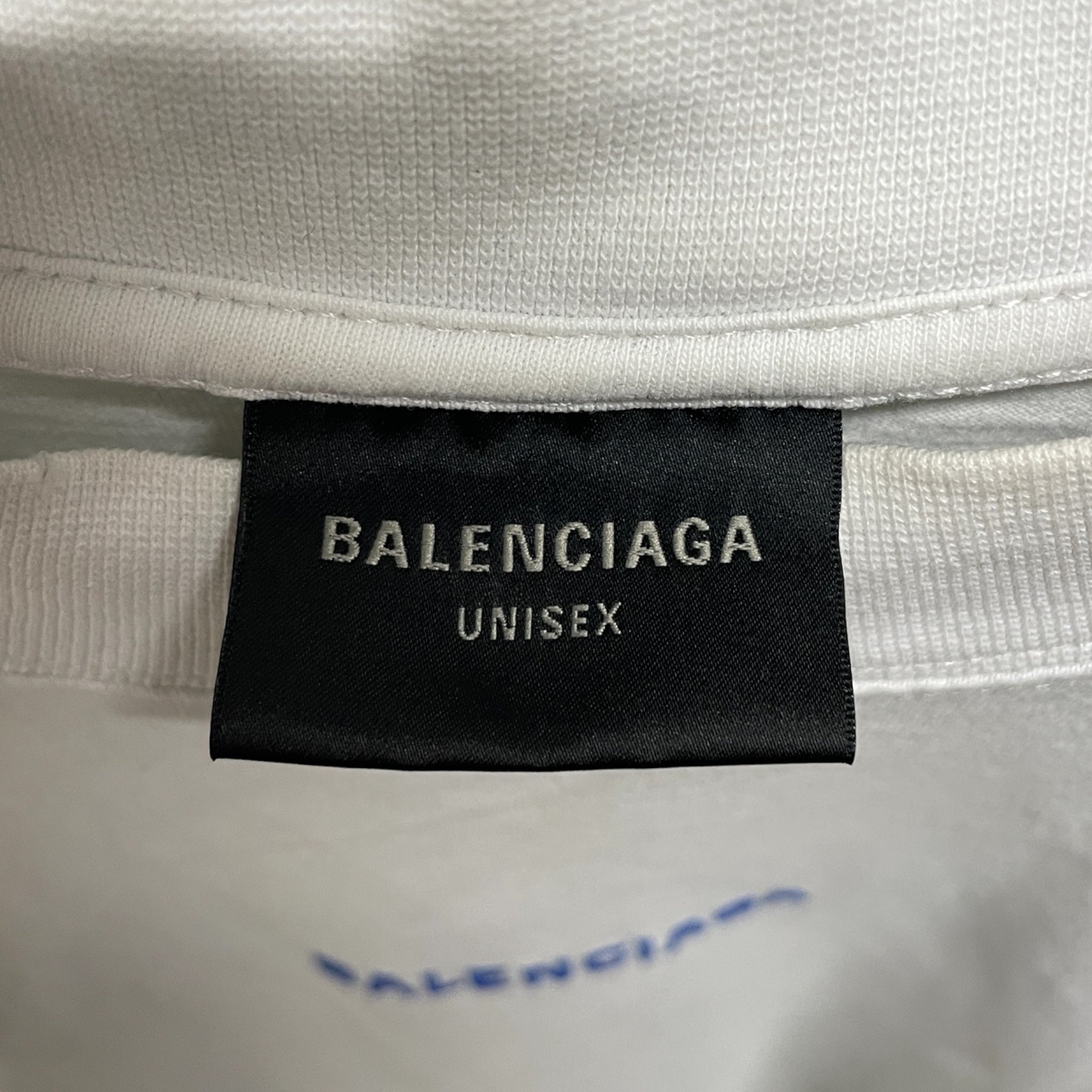 BALENCIAGA/T-Shirt/L/Cotton/WHT/BLU FRONT AND BACK LOGO view 3