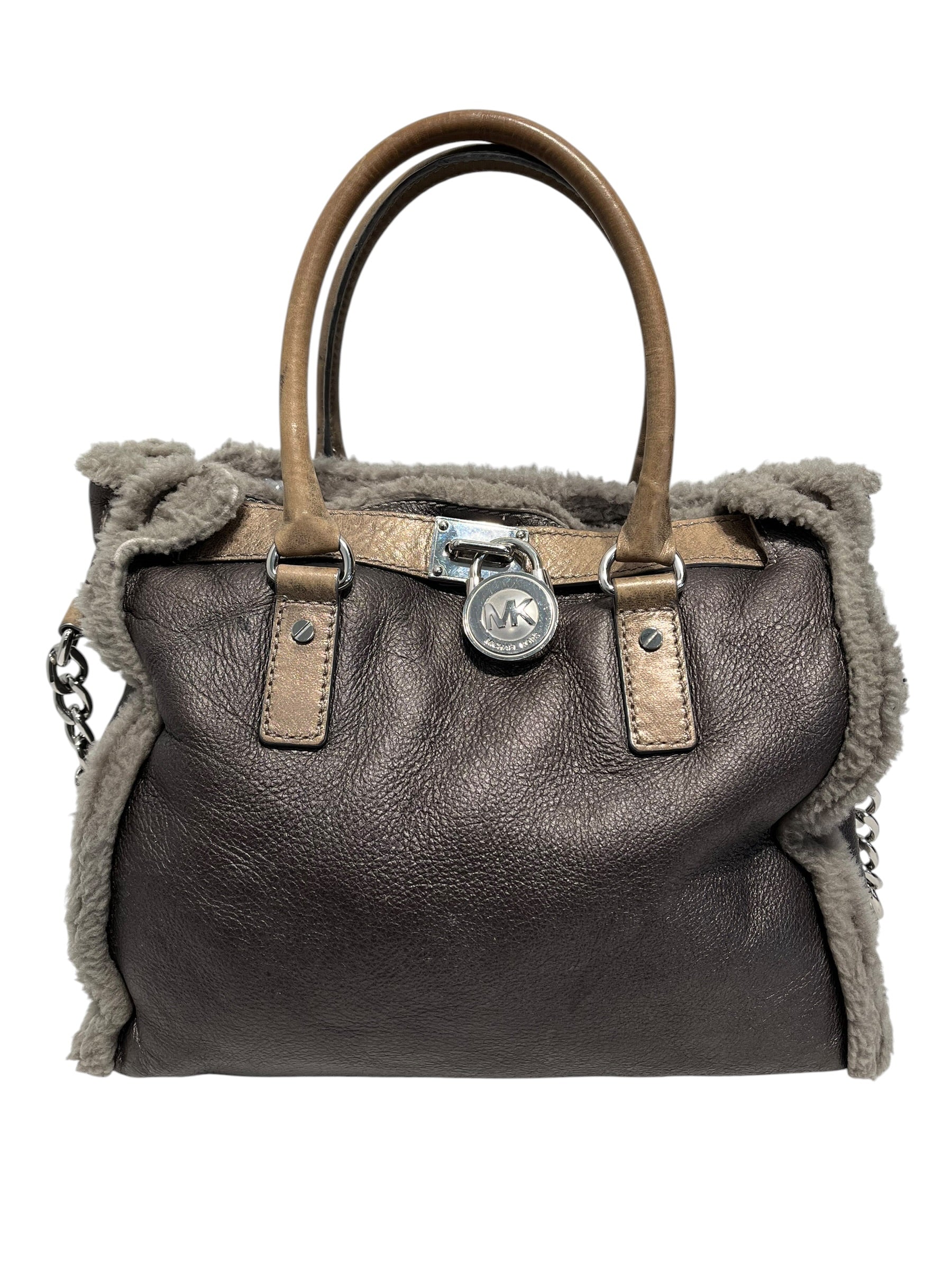 MICHAEL MICHAEL KORS/Tote Bag/Leather/GRY/Hamilton Shearling Coat view 1