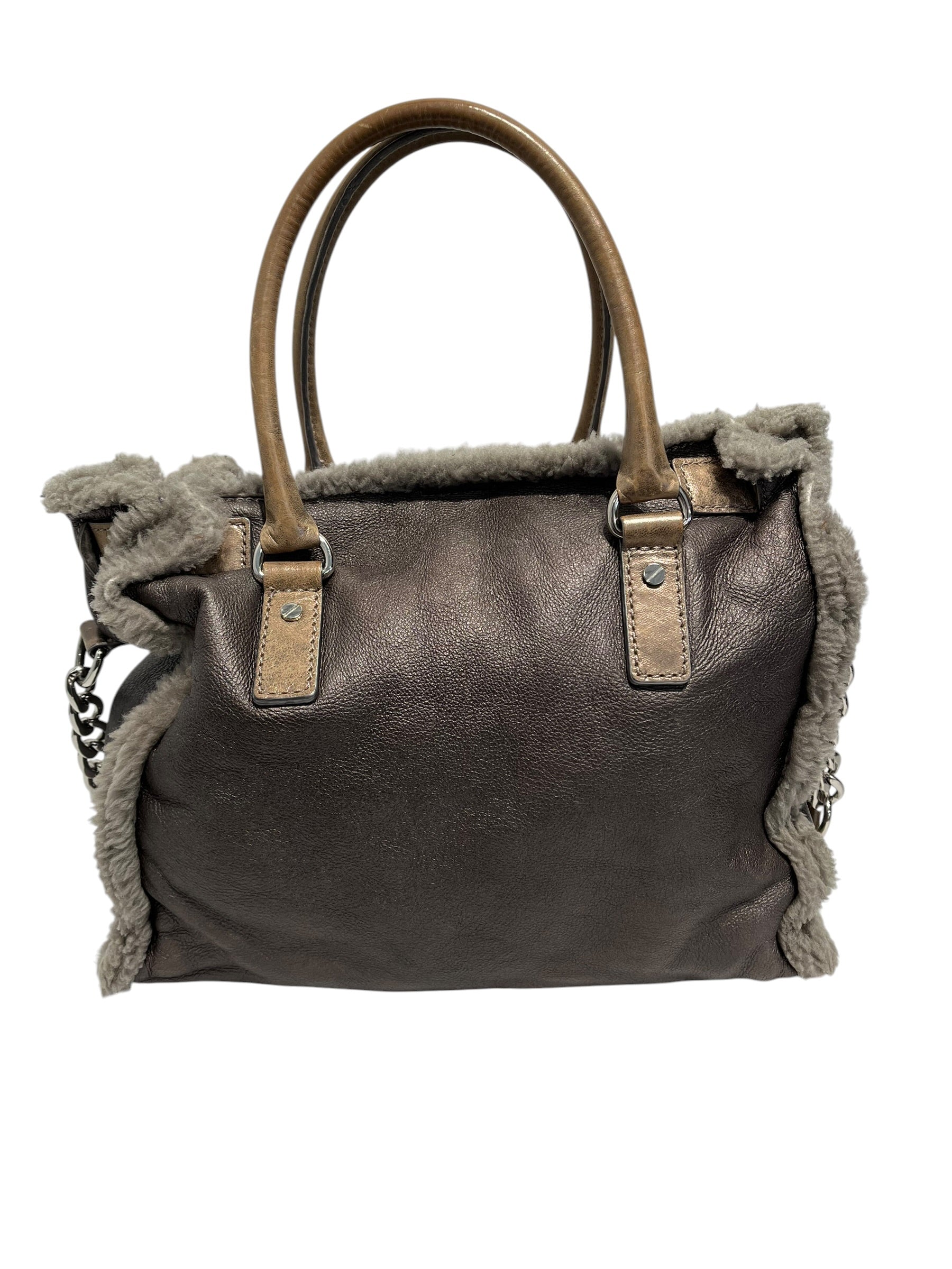 MICHAEL MICHAEL KORS/Tote Bag/Leather/GRY/Hamilton Shearling Coat view 2