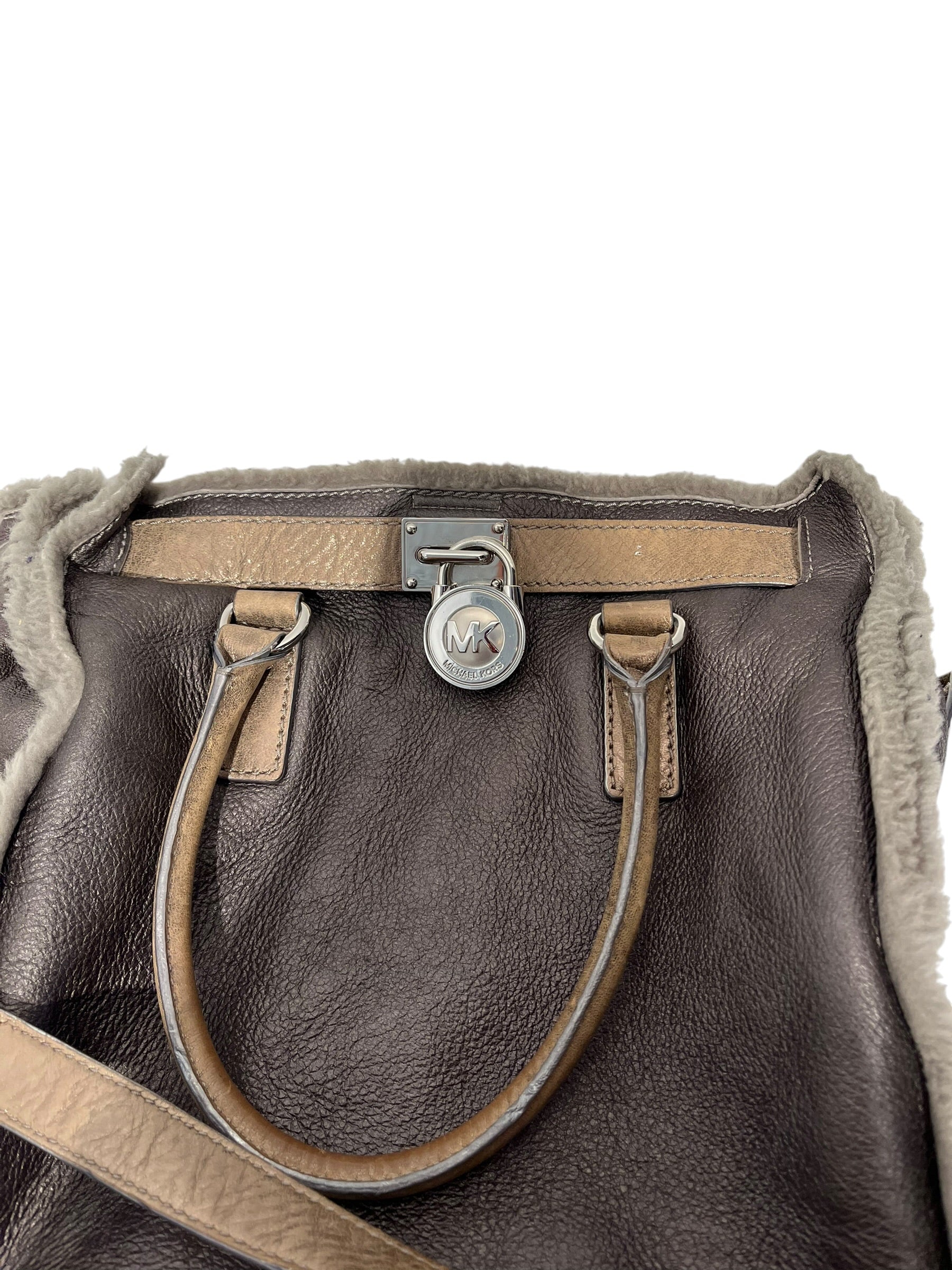 MICHAEL MICHAEL KORS/Tote Bag/Leather/GRY/Hamilton Shearling Coat view 3