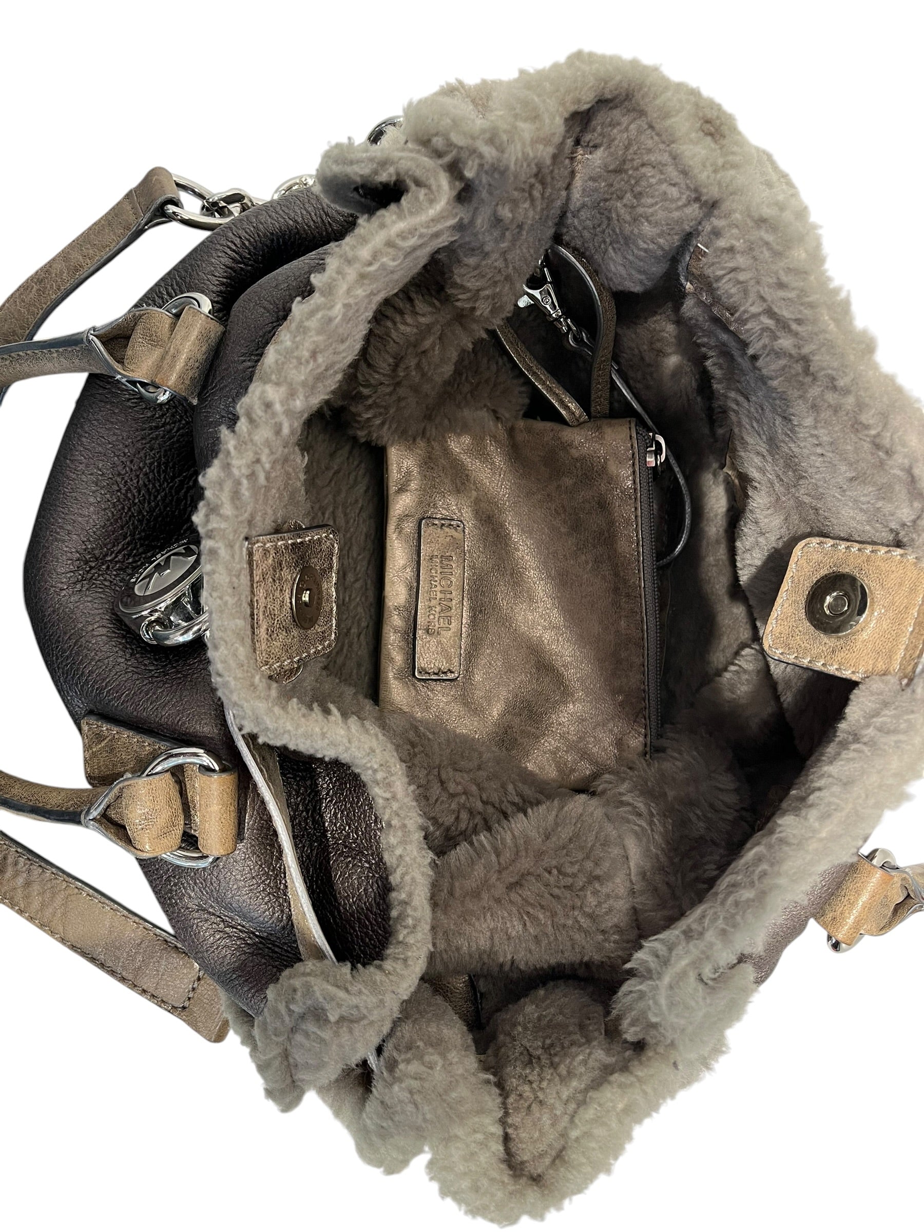 MICHAEL MICHAEL KORS/Tote Bag/Leather/GRY/Hamilton Shearling Coat view 4
