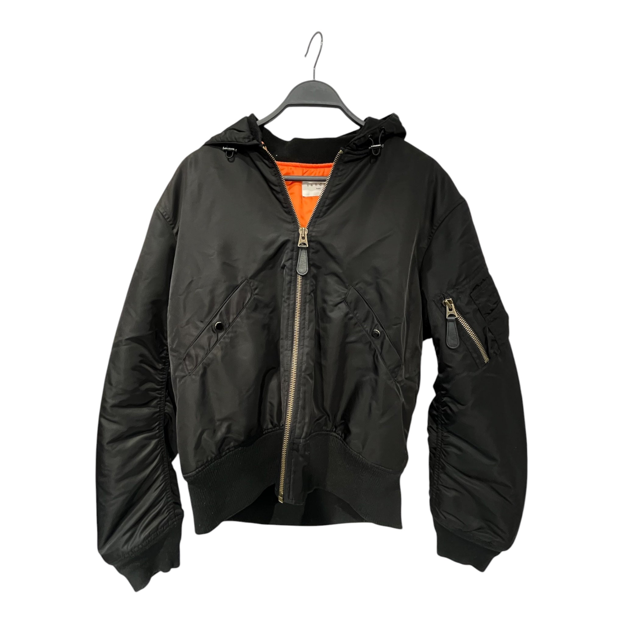 sandro/Jacket/XL/Polyester/BLK/bomber jkt w/ hood view 1