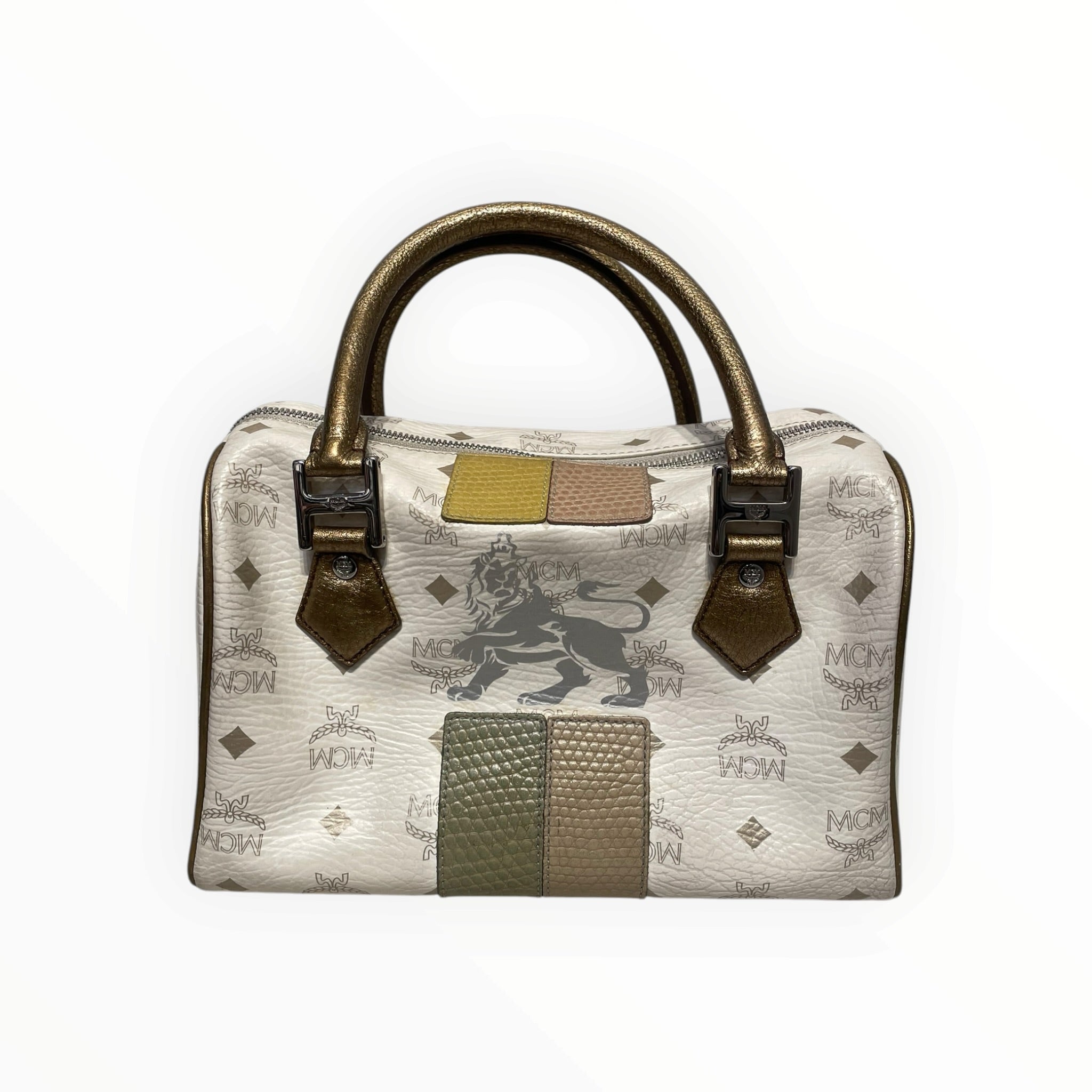 MCM/Hand Bag/Monogram/Leather/WHT/VISETOS PRINCESS LION BOSTON view 1