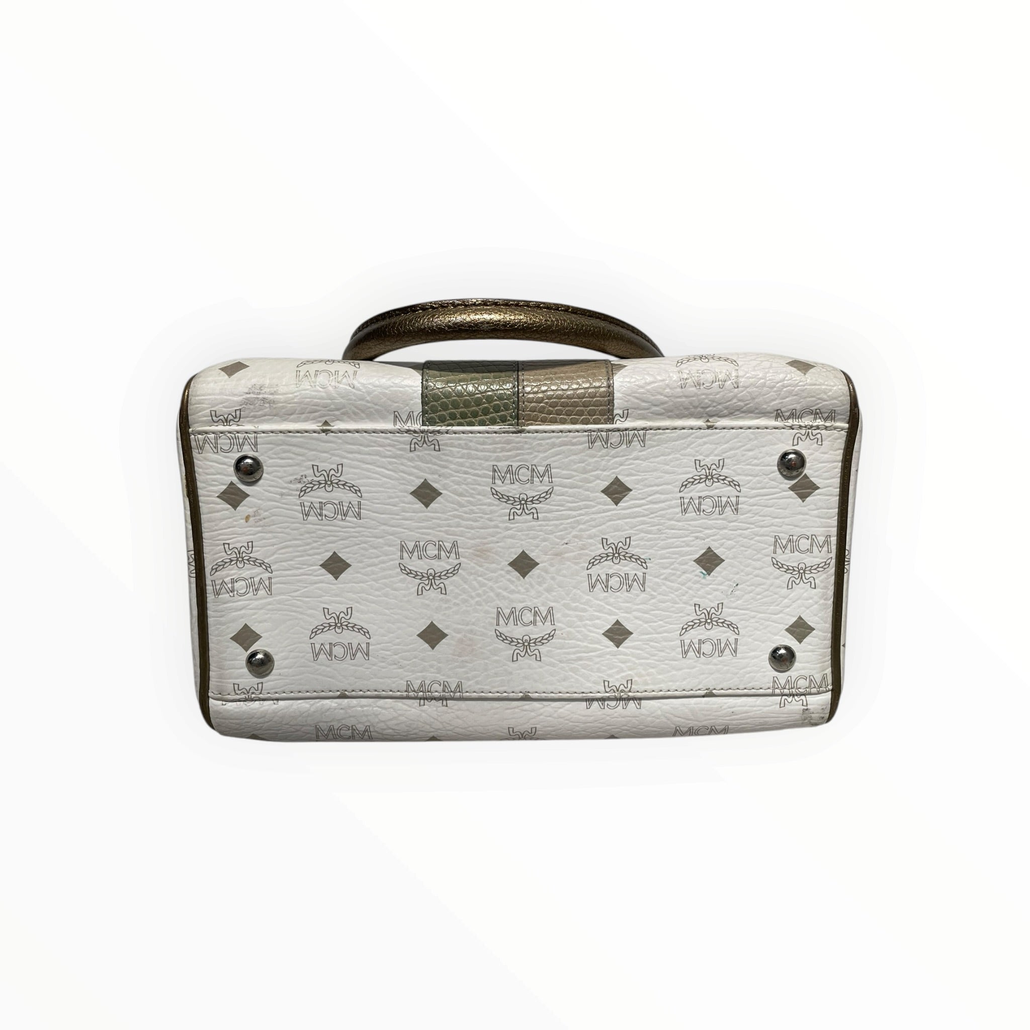 MCM/Hand Bag/Monogram/Leather/WHT/VISETOS PRINCESS LION BOSTON view 4