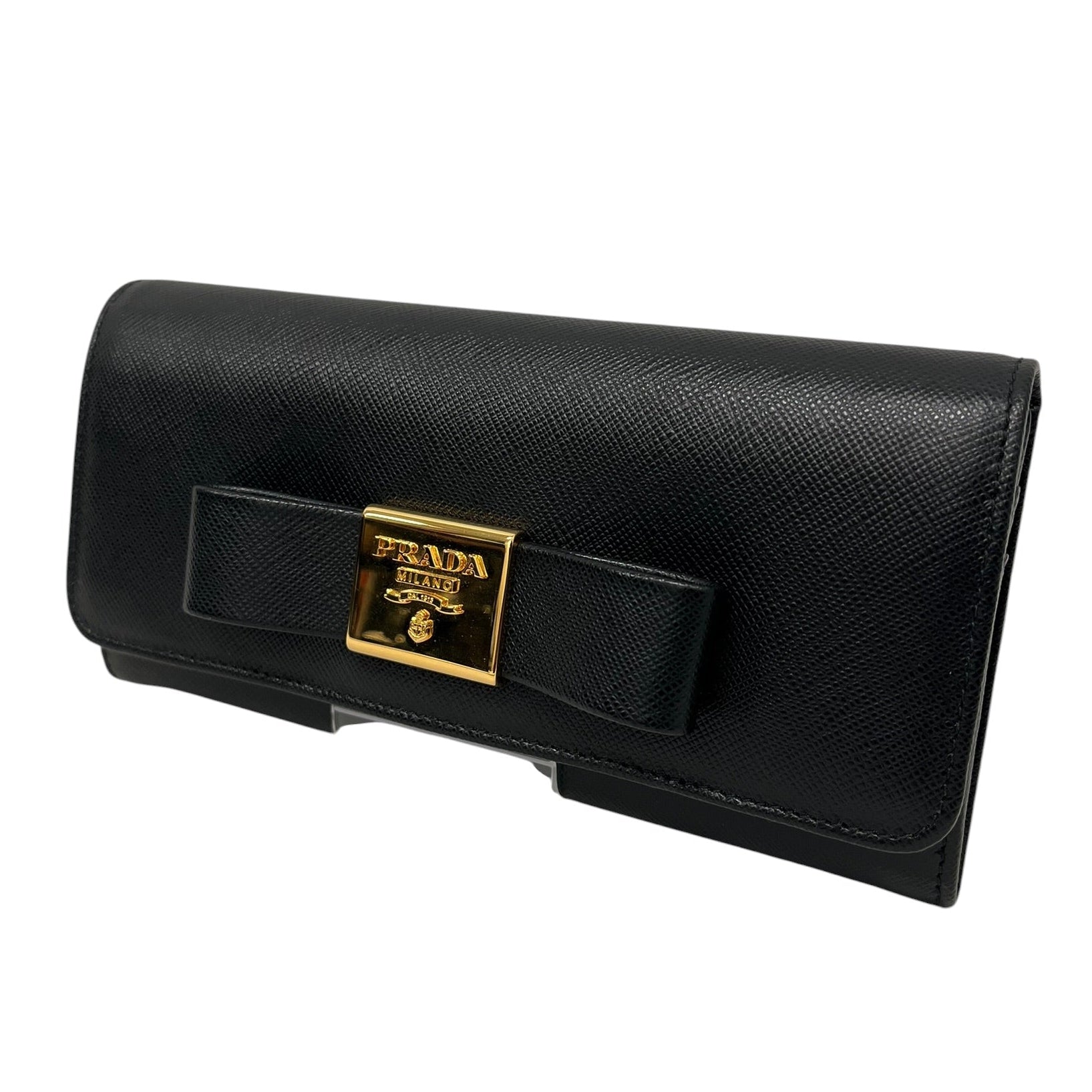 PRADA/Bifold Wallet/Leather/BLK/L's/BOW WALLET view 1