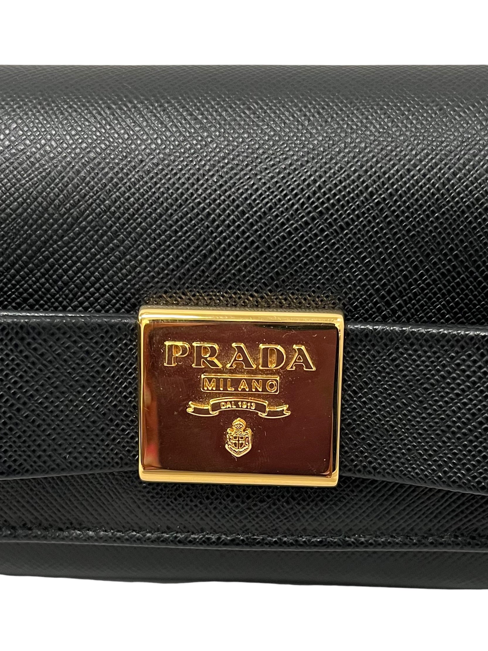 PRADA/Bifold Wallet/Leather/BLK/L's/BOW WALLET view 5
