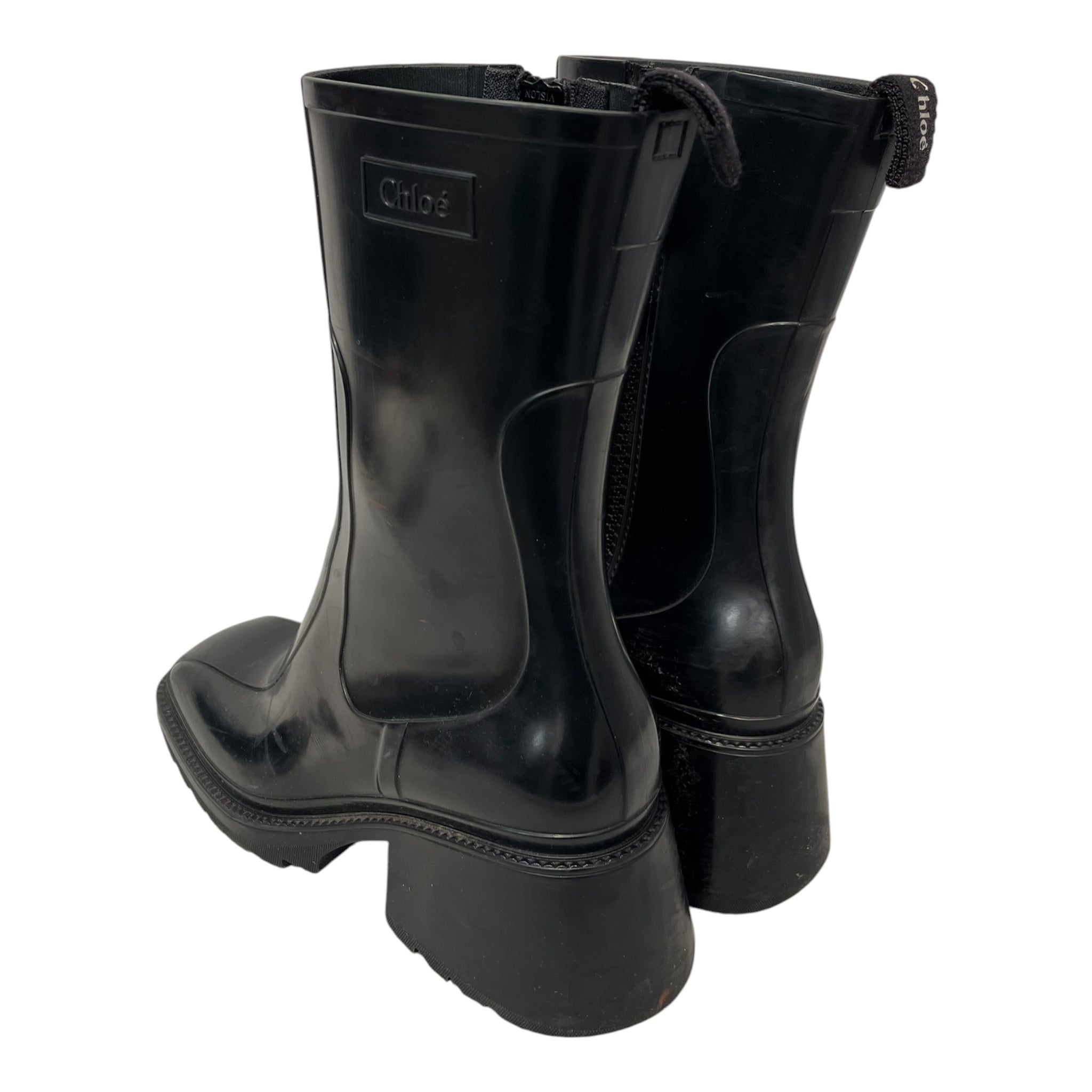 Chloe/Rain Boots/EU 38/Polyester/BLK/side zip view 2