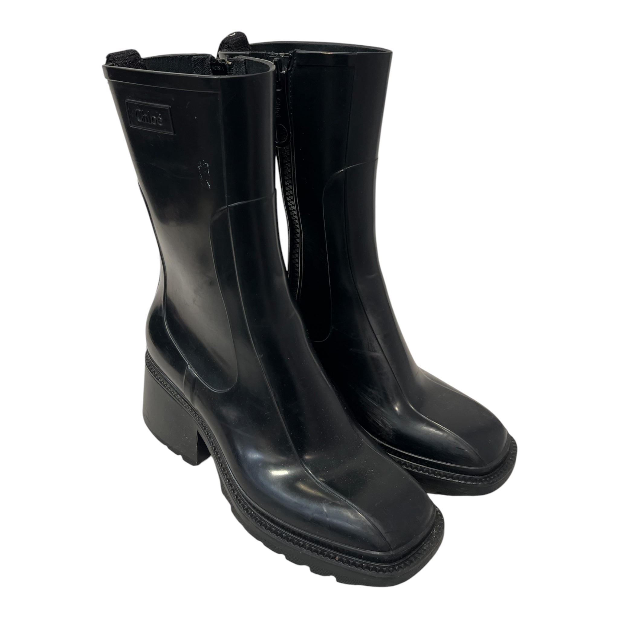 Chloe/Rain Boots/EU 38/Polyester/BLK/side zip view 3