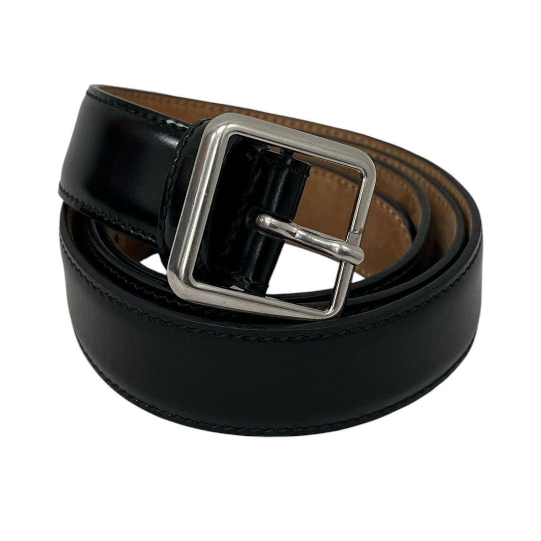 BALENCIAGA/Belt/Leather/BLK/M's/PLAIN SILVER BUCKLE view 1