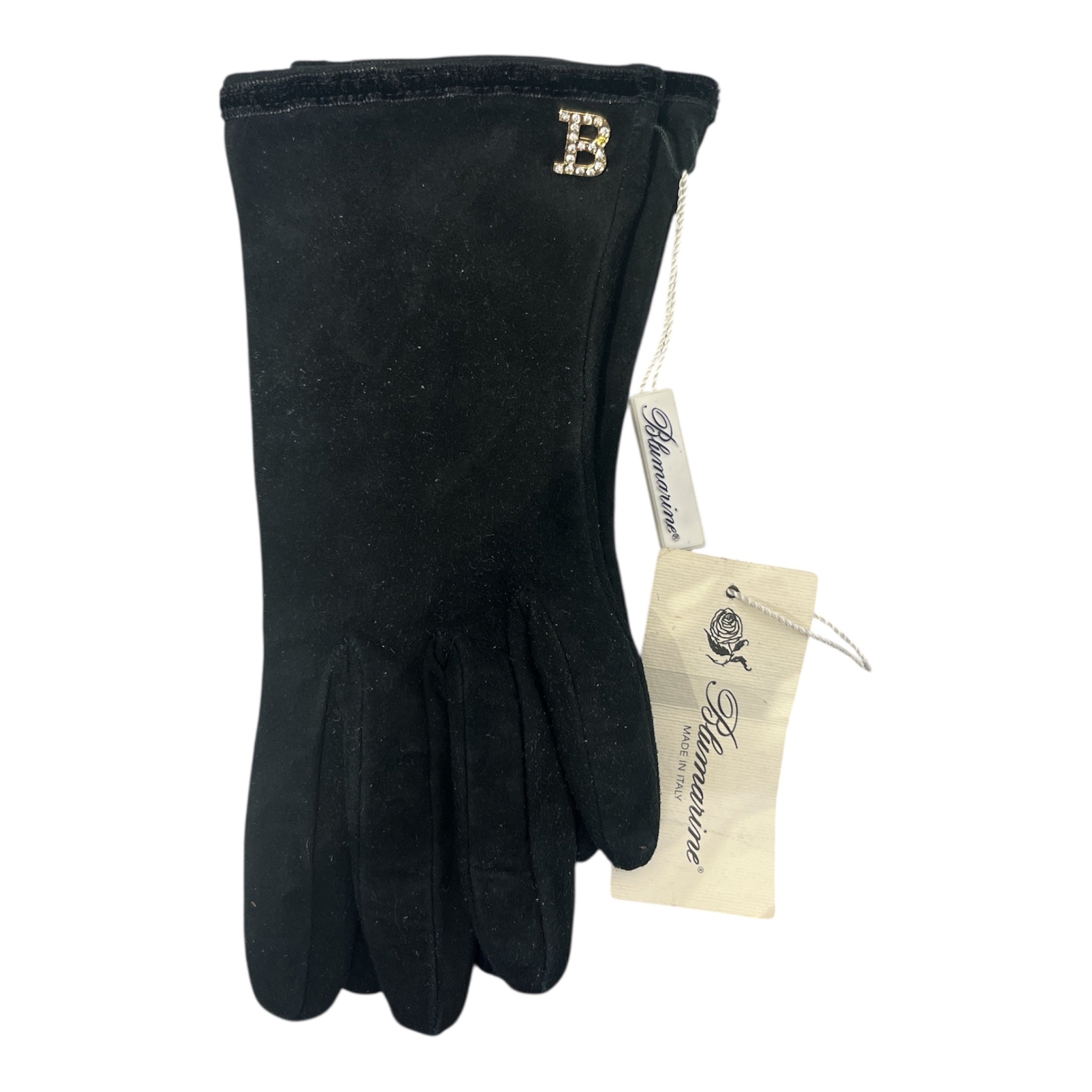 BLUMARINE/Gloves, Mittens/Suede/BLK/CRYSTAL B view 1