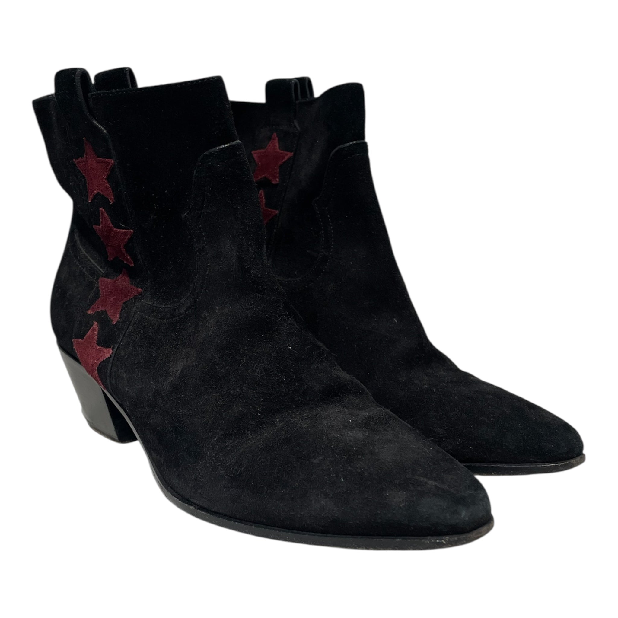 SAINT LAURENT/Western Boots/EU 36.5/Suede/BLK/RED STAR SUEDE BOOTS view 1