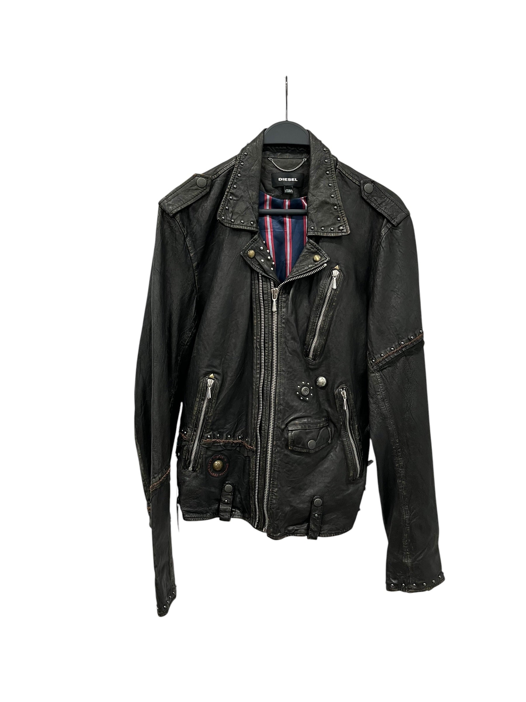 DIESEL/Leather Jkt/XXL/Leather/BLK/STUDDED W/ TASSLES view 1