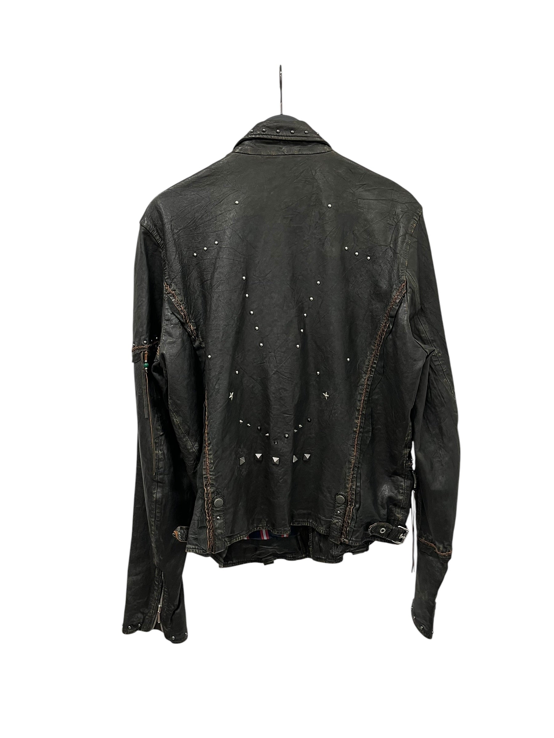 DIESEL/Leather Jkt/XXL/Leather/BLK/STUDDED W/ TASSLES view 2