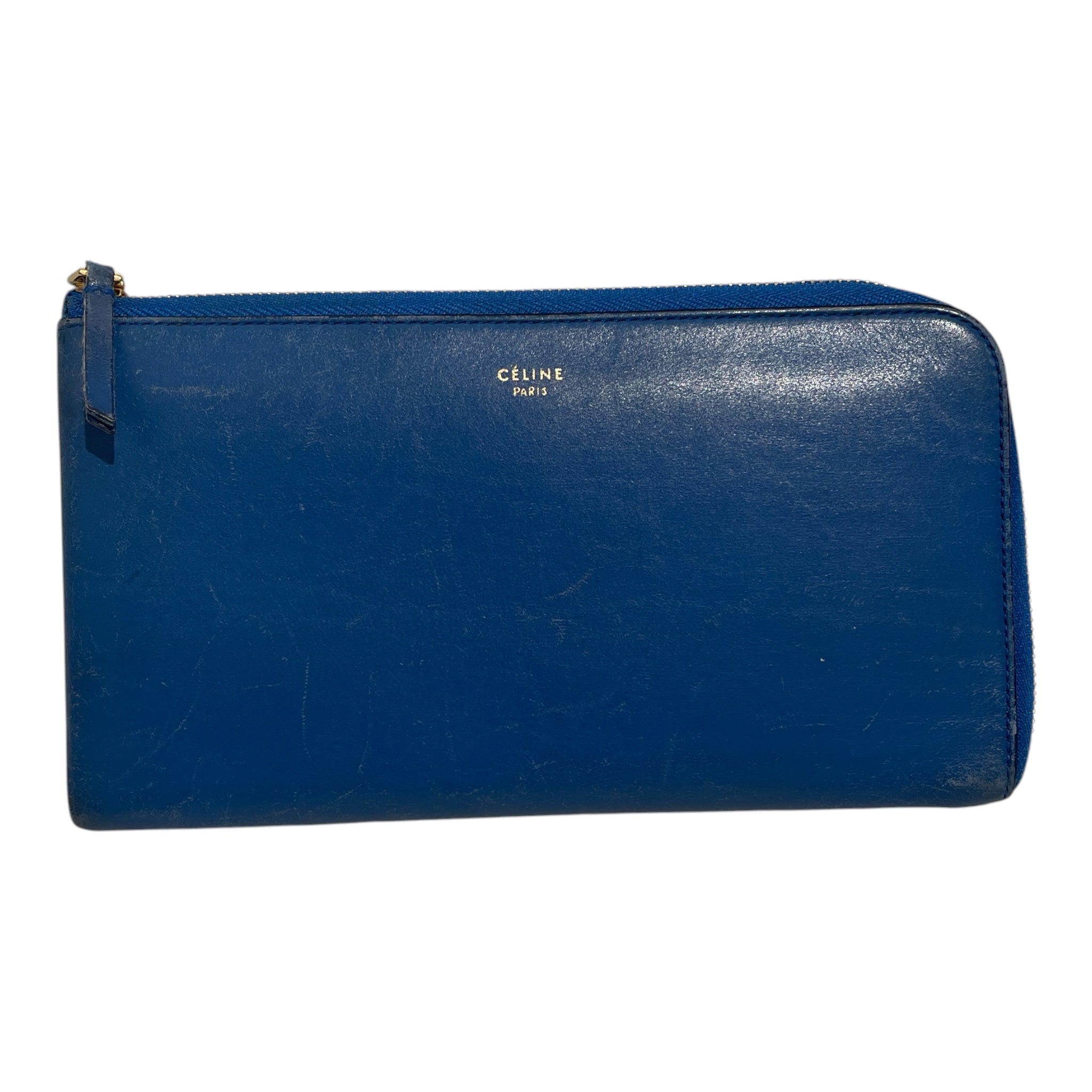 CELINE/Long Wallet/Leather/BLU/Zip-Around Wallet view 1