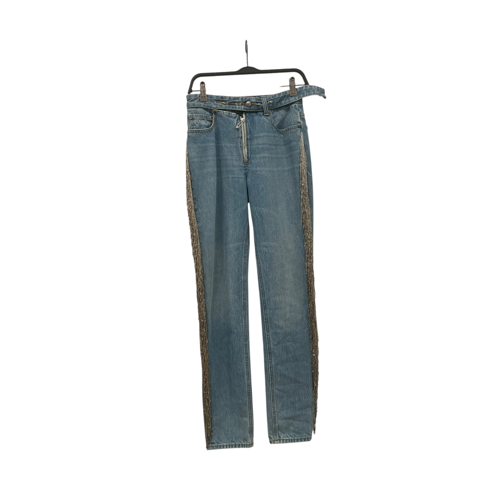 Helmut Lang/Straight Pants/Denim/BLU/GOLD BEADED SIDE SEAM FRINGE view 1
