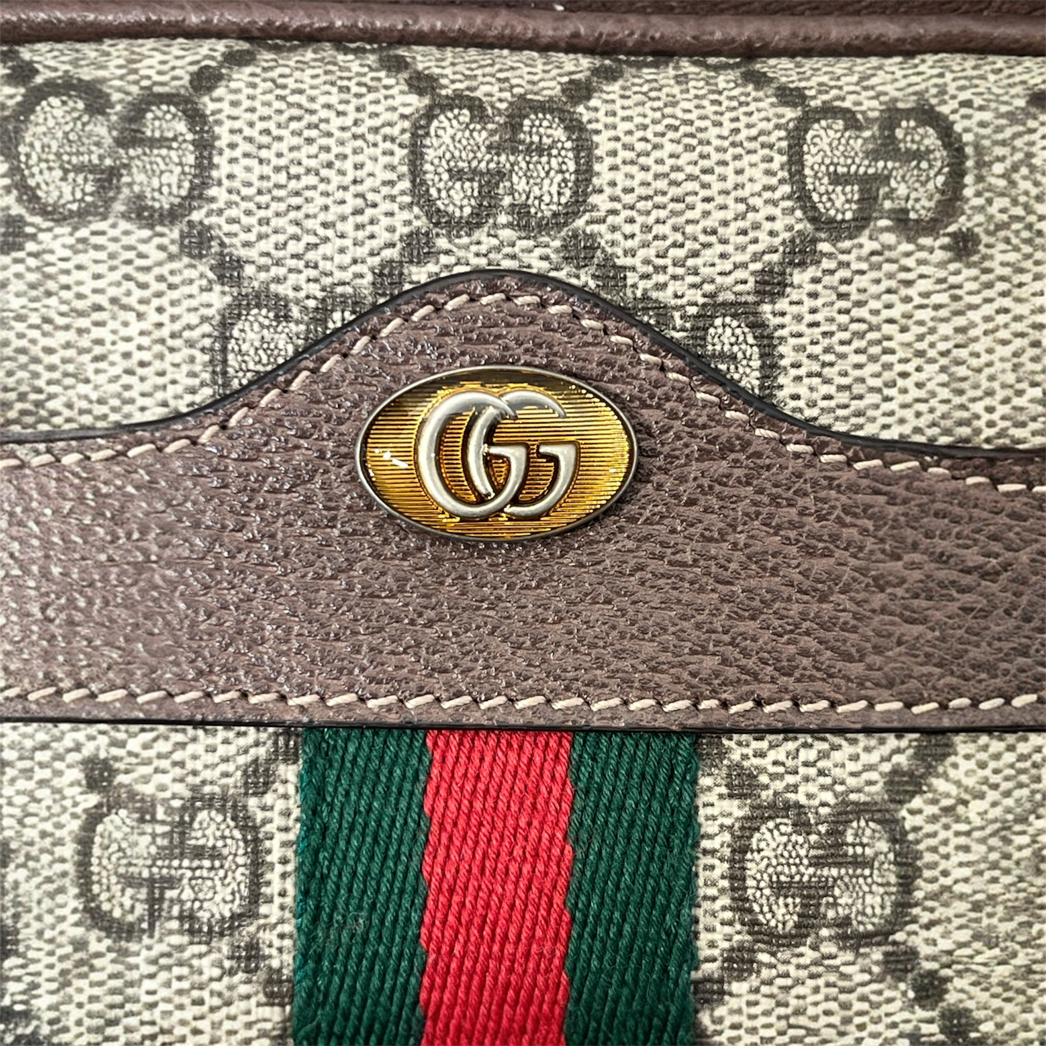 GUCCI/Fanny Pack/Monogram/Leather/KHK/GG SUPREME BELT BAG MINI view 6