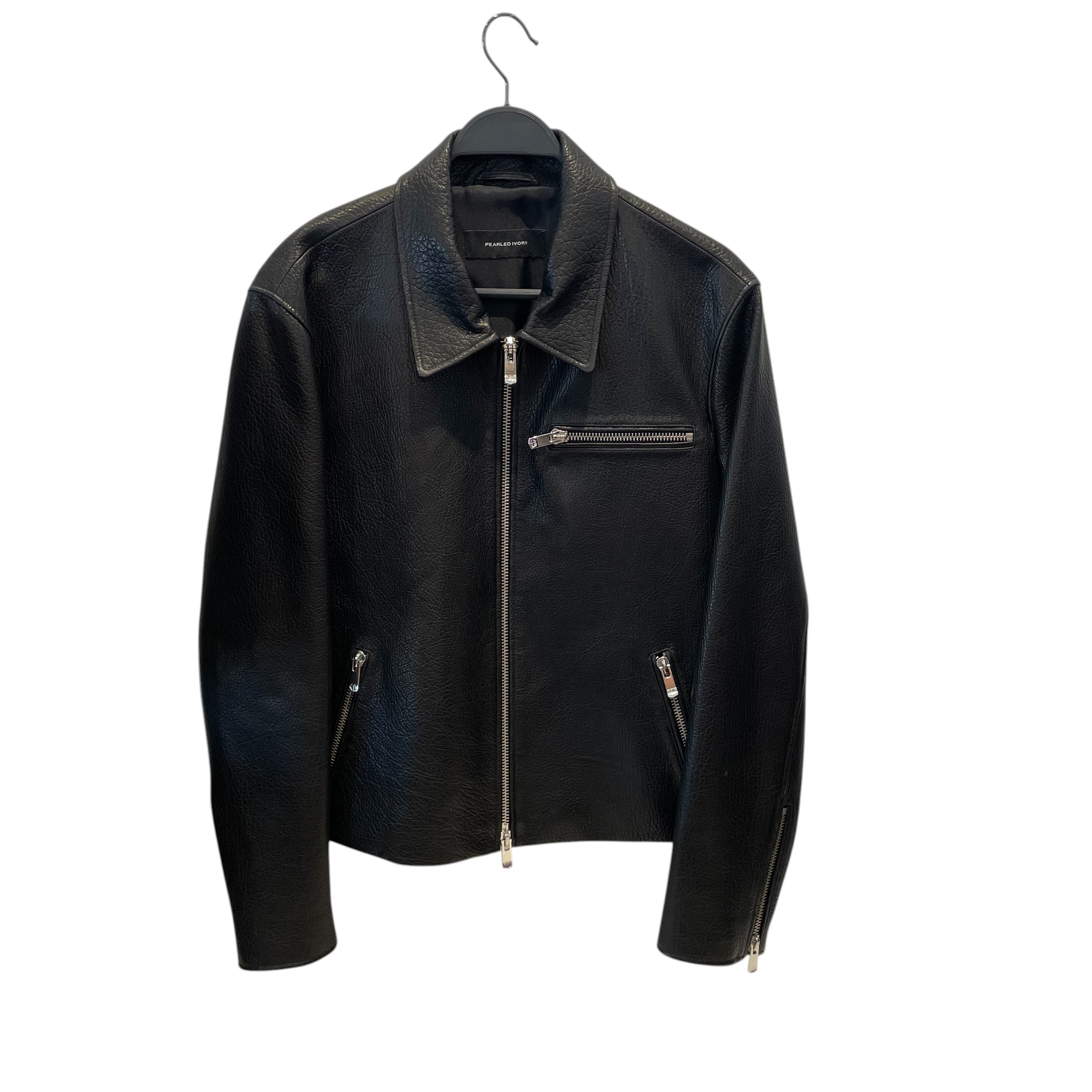 PEARLED IVORY/Leather Jkt/L/Leather/BLK/ view 1