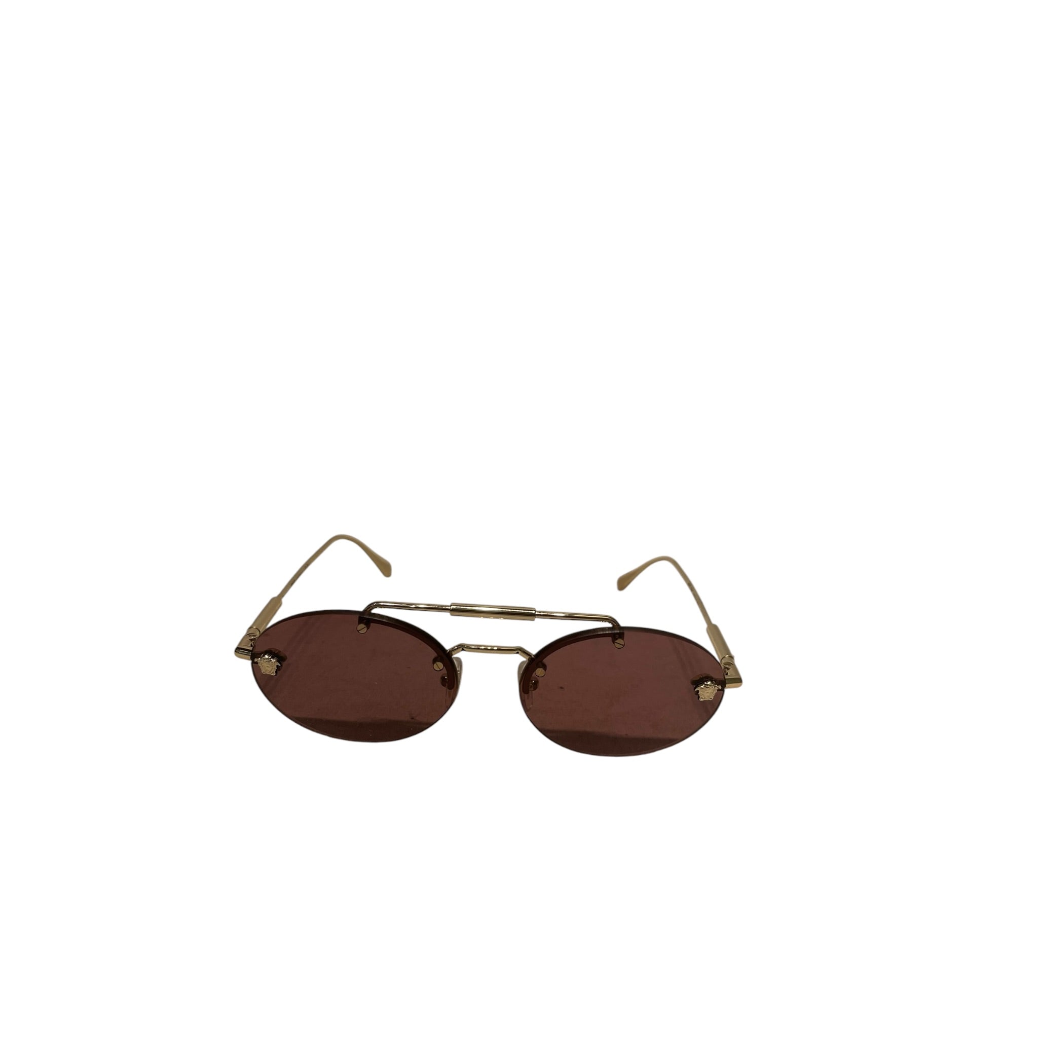 VERSACE/Sunglasses/Metal/RED/Oval/L's/FRAMLESS OVAL ROSE TINT view 1