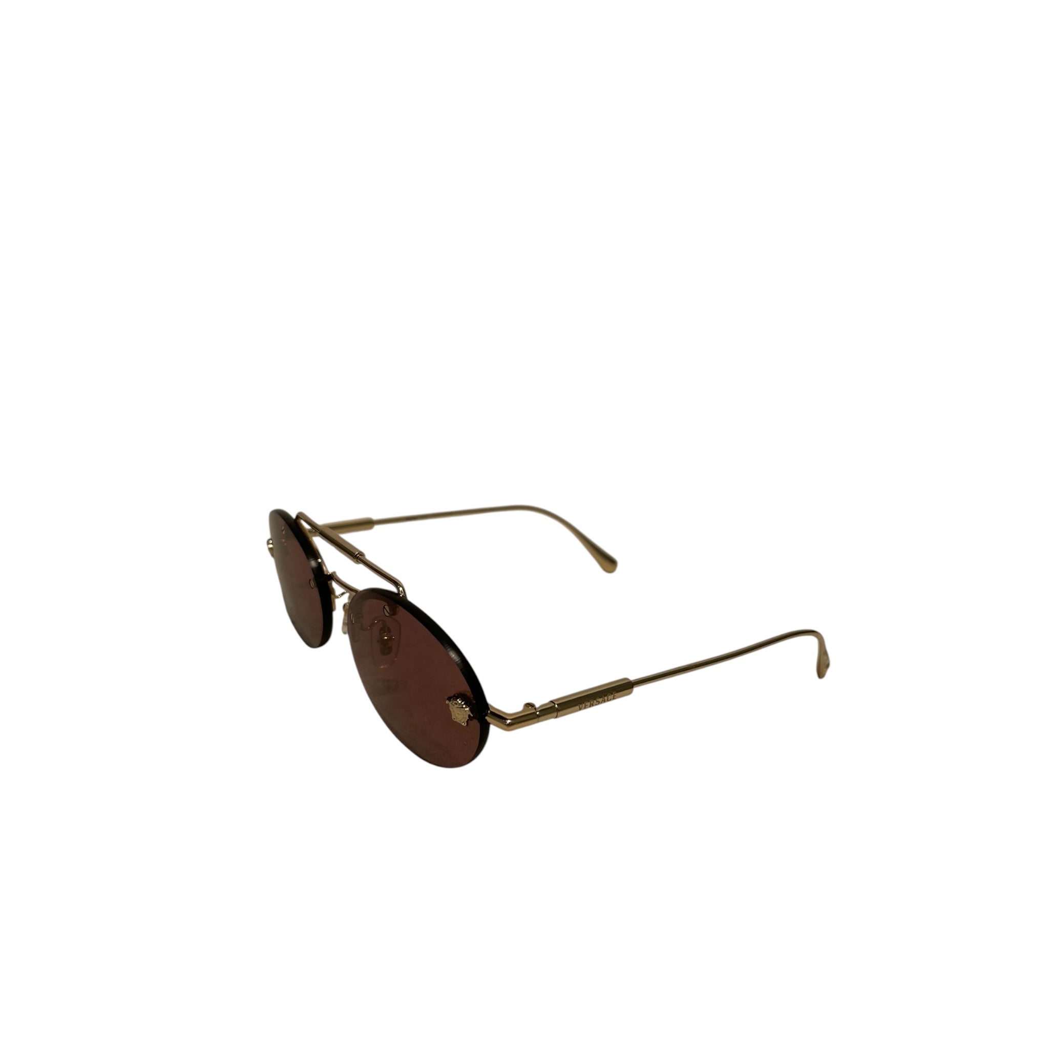VERSACE/Sunglasses/Metal/RED/Oval/L's/FRAMLESS OVAL ROSE TINT view 2