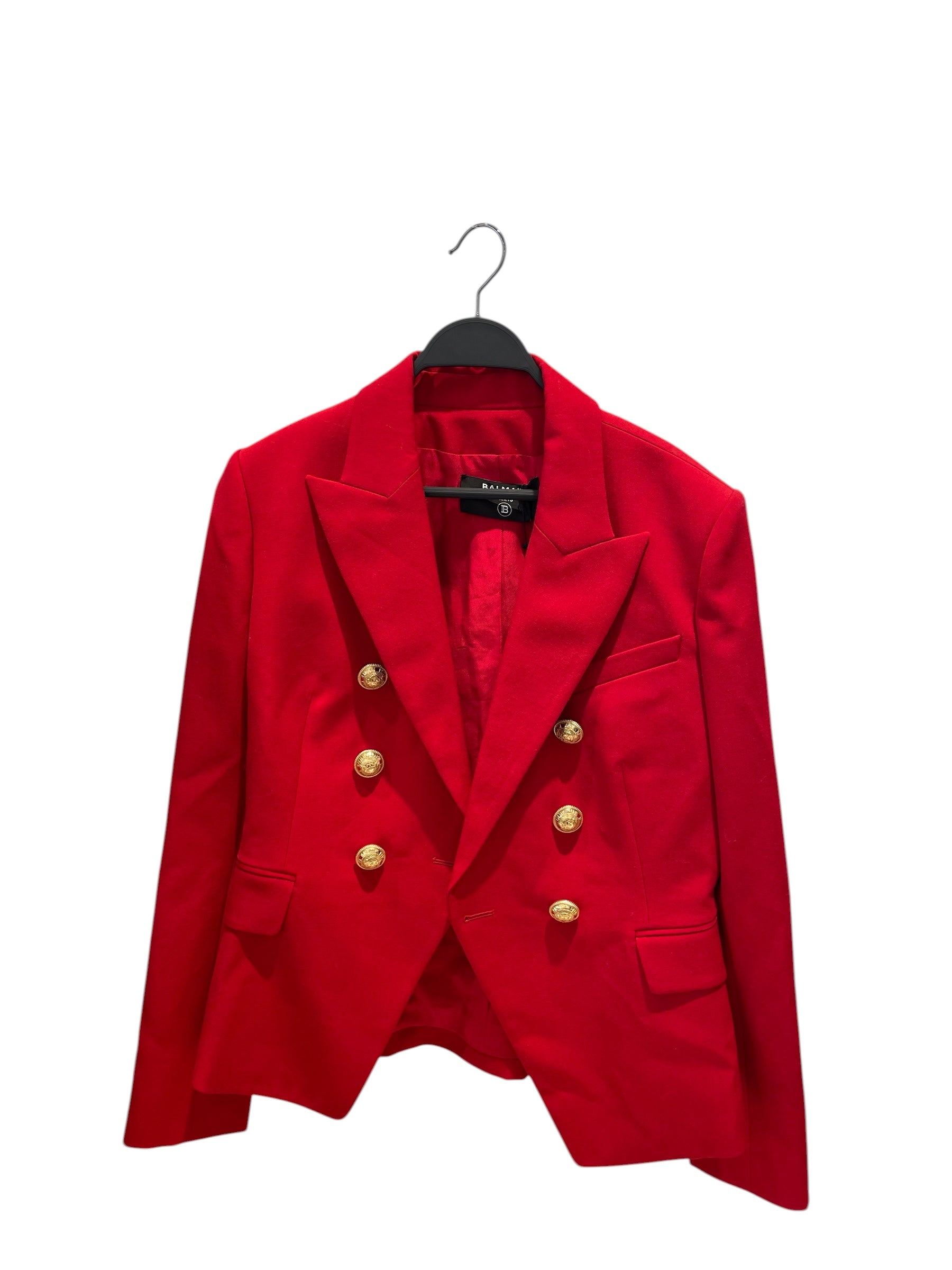 BALMAIN/Tailored Jkt/L/Cotton/RED/GOLD-TONE EMBOSSED BLAZER view 1