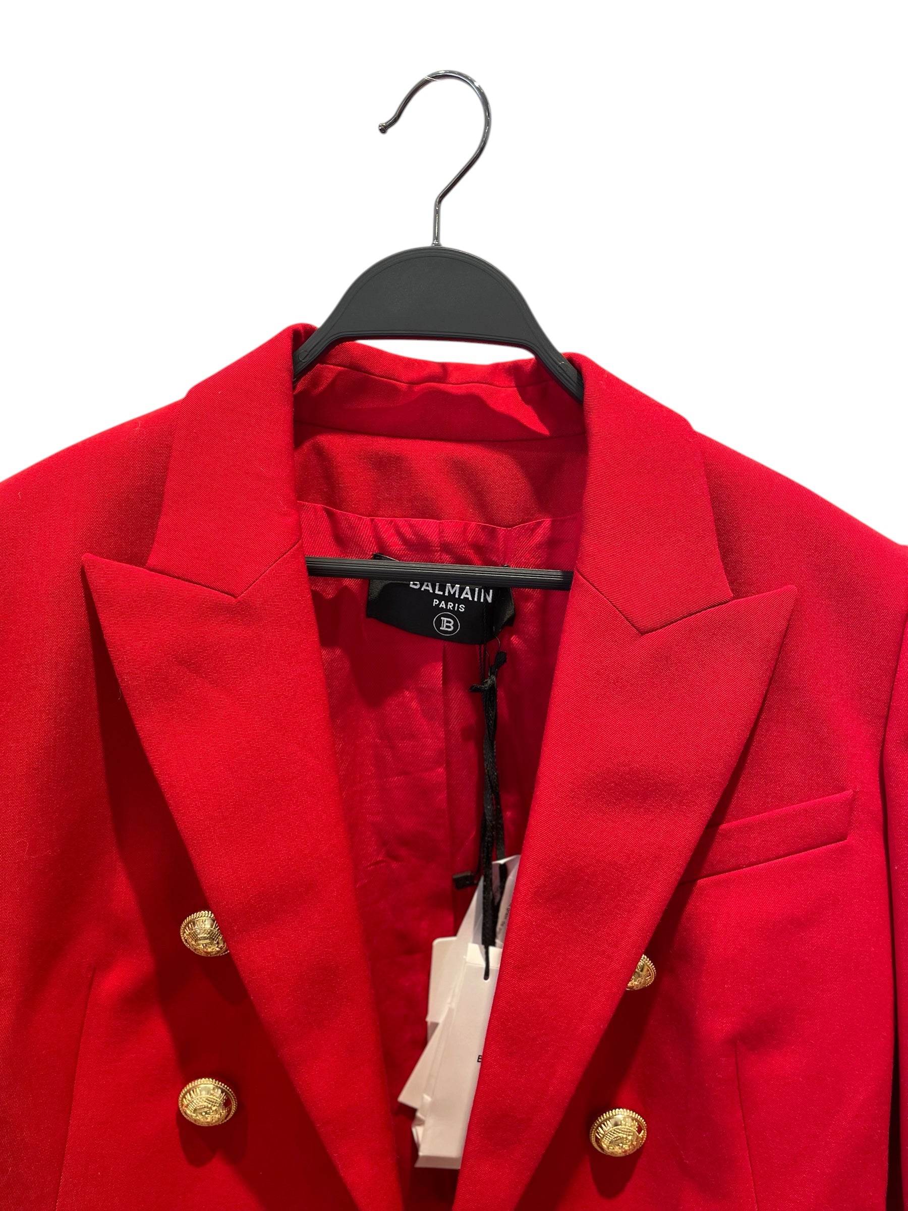 BALMAIN/Tailored Jkt/L/Cotton/RED/GOLD-TONE EMBOSSED BLAZER view 2