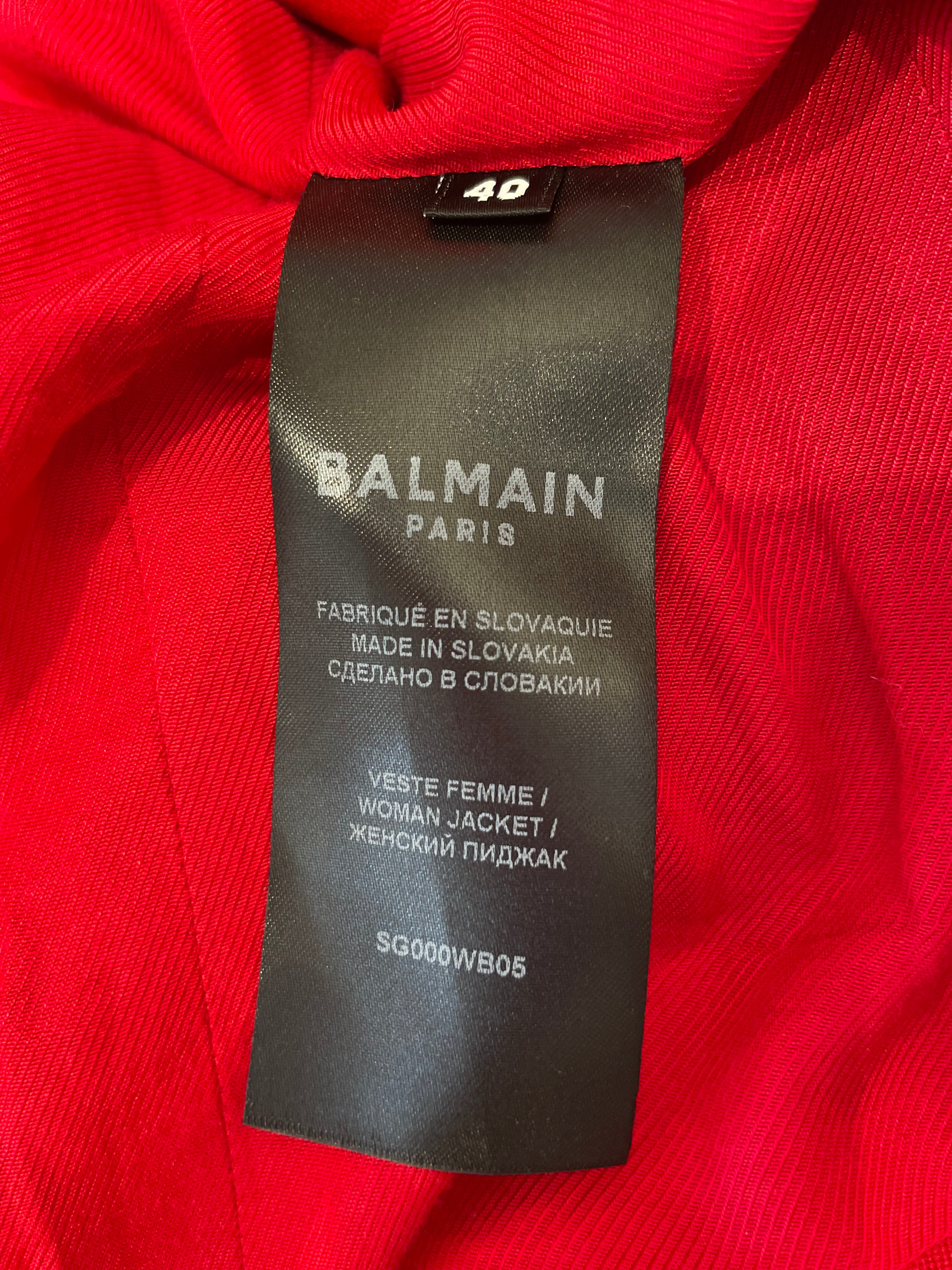 BALMAIN/Tailored Jkt/L/Cotton/RED/GOLD-TONE EMBOSSED BLAZER view 3