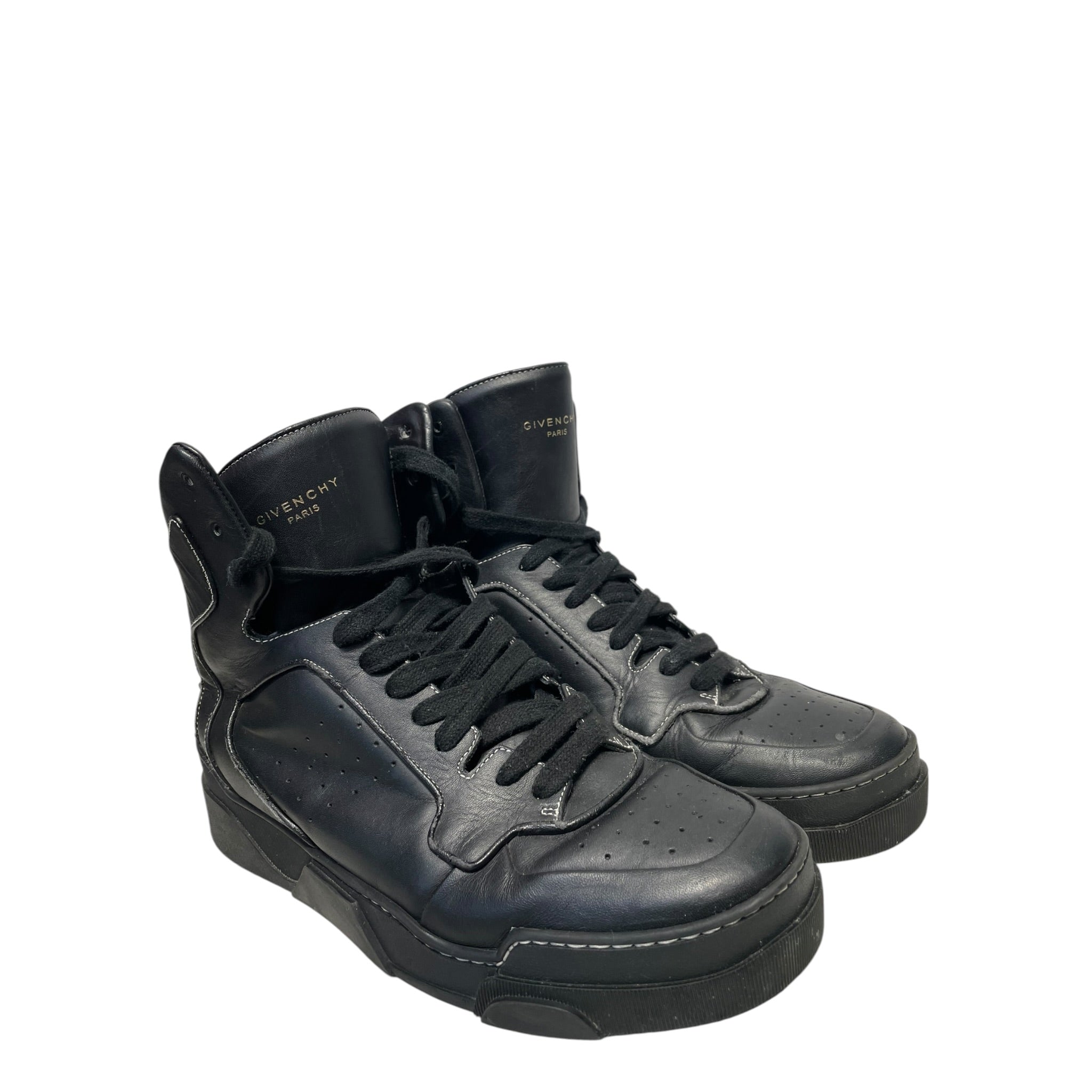 GIVENCHY/Hi-Sneakers/Leather/BLK/WHITE STITCHING SNEAKERS view 1