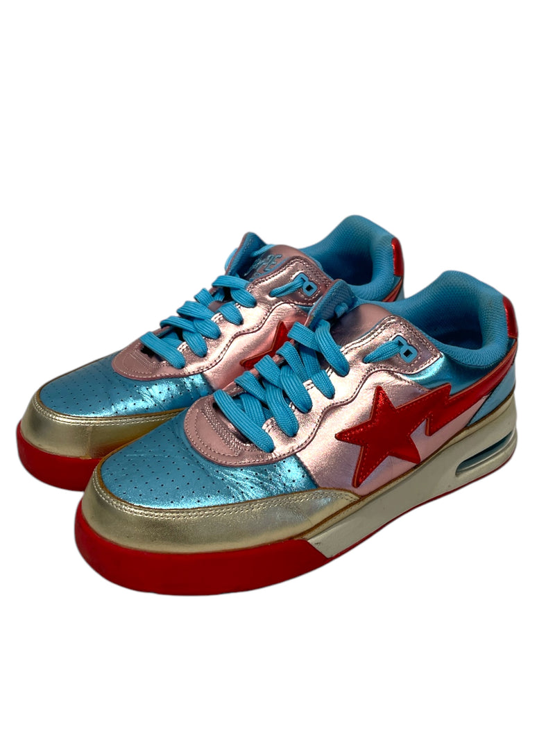 A BATHING APE/Low-Sneakers/US 9/Leather/MLT/Roadsta Rd Pink Blue