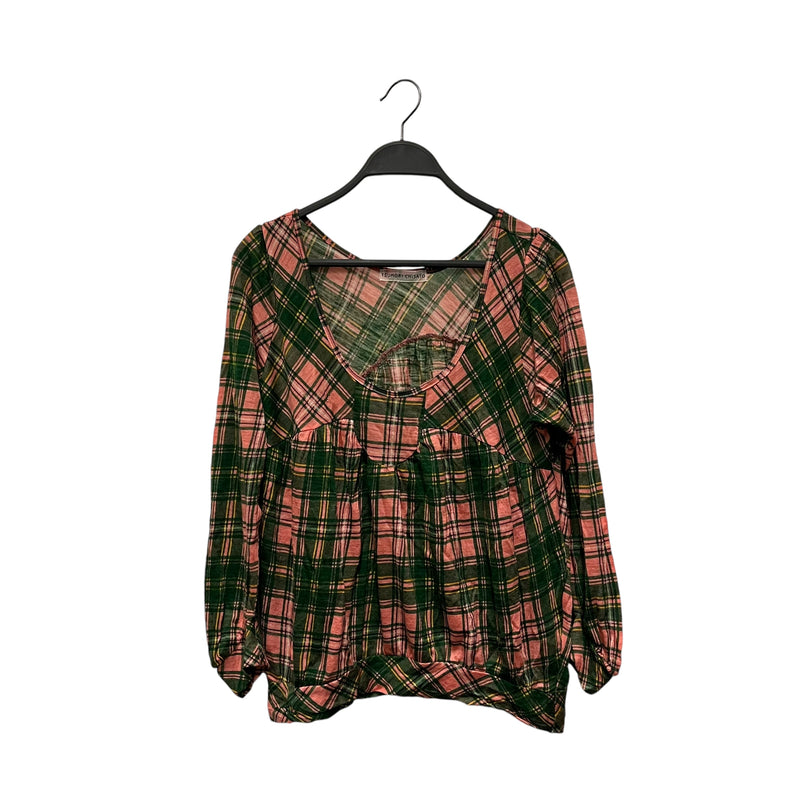 TSUMORI CHISATO/LS Blouse/2/Plaid/Wool/PNK/Pink & Green Plaid