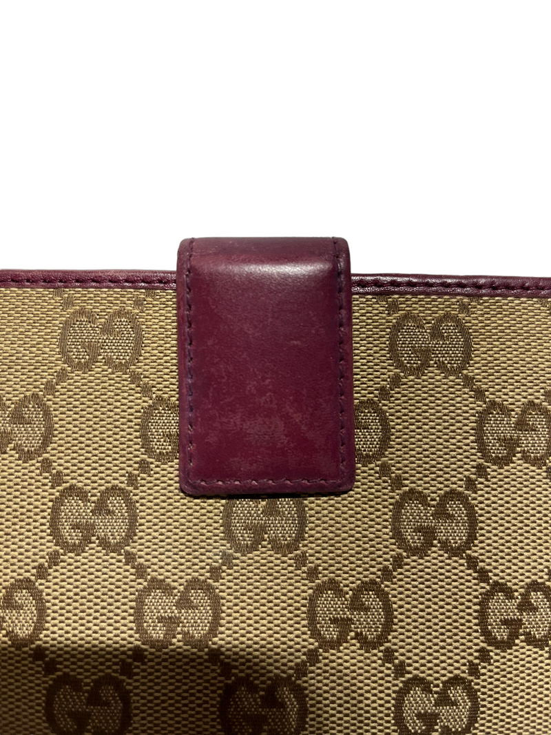 GUCCI/Long Wallet/Monogram/Cotton/BRW/PURPLE TRIM