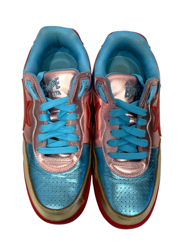 A BATHING APE/Low-Sneakers/US 9/Leather/MLT/Roadsta Rd Pink Blue
