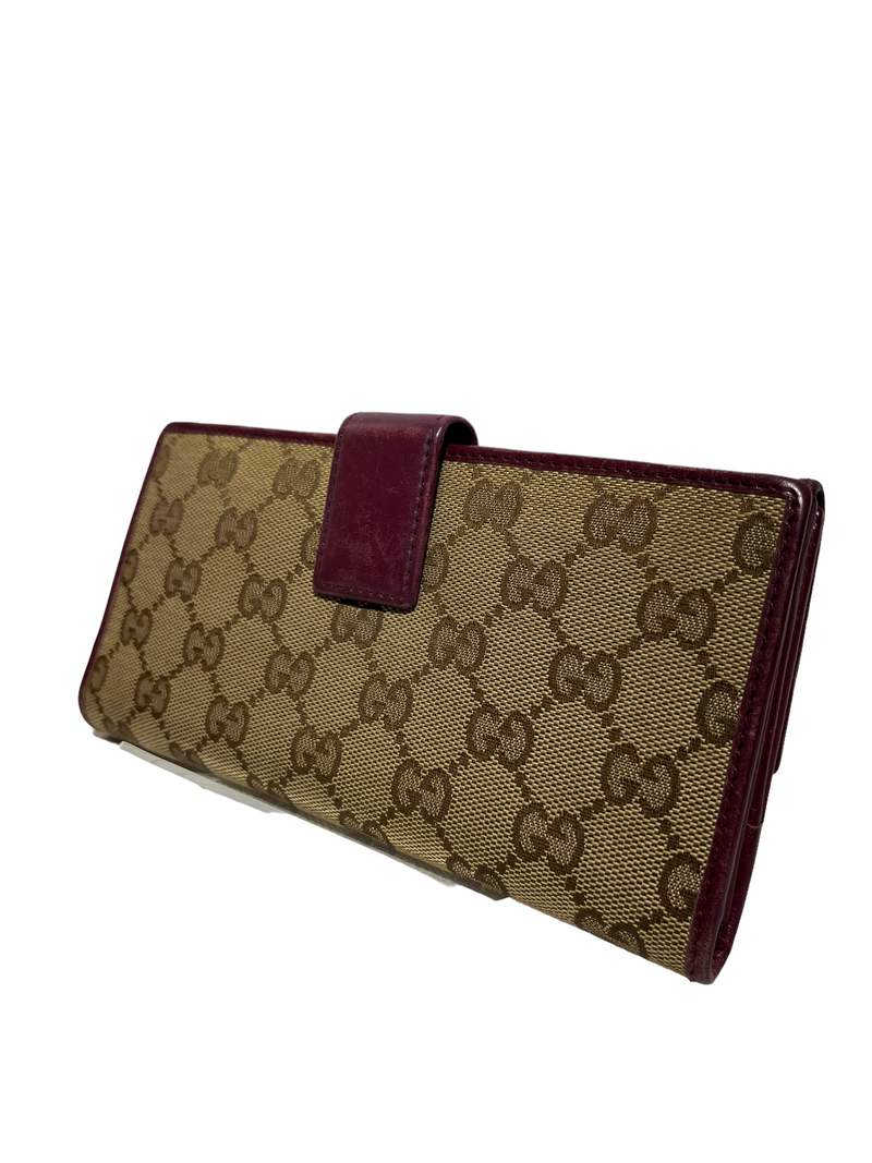 GUCCI/Long Wallet/Monogram/Cotton/BRW/PURPLE TRIM