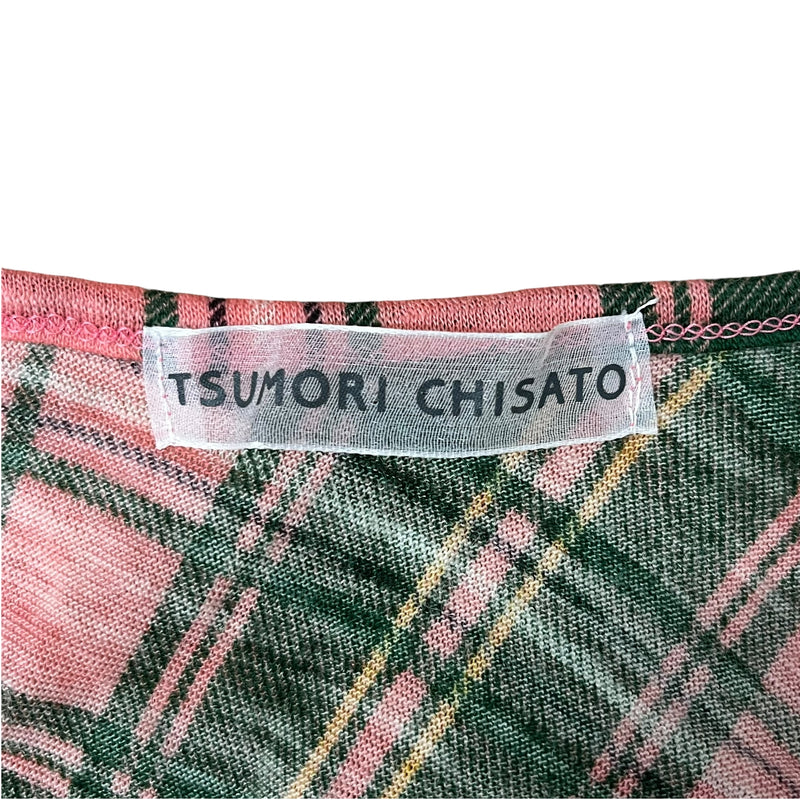 TSUMORI CHISATO/LS Blouse/2/Plaid/Wool/PNK/Pink & Green Plaid