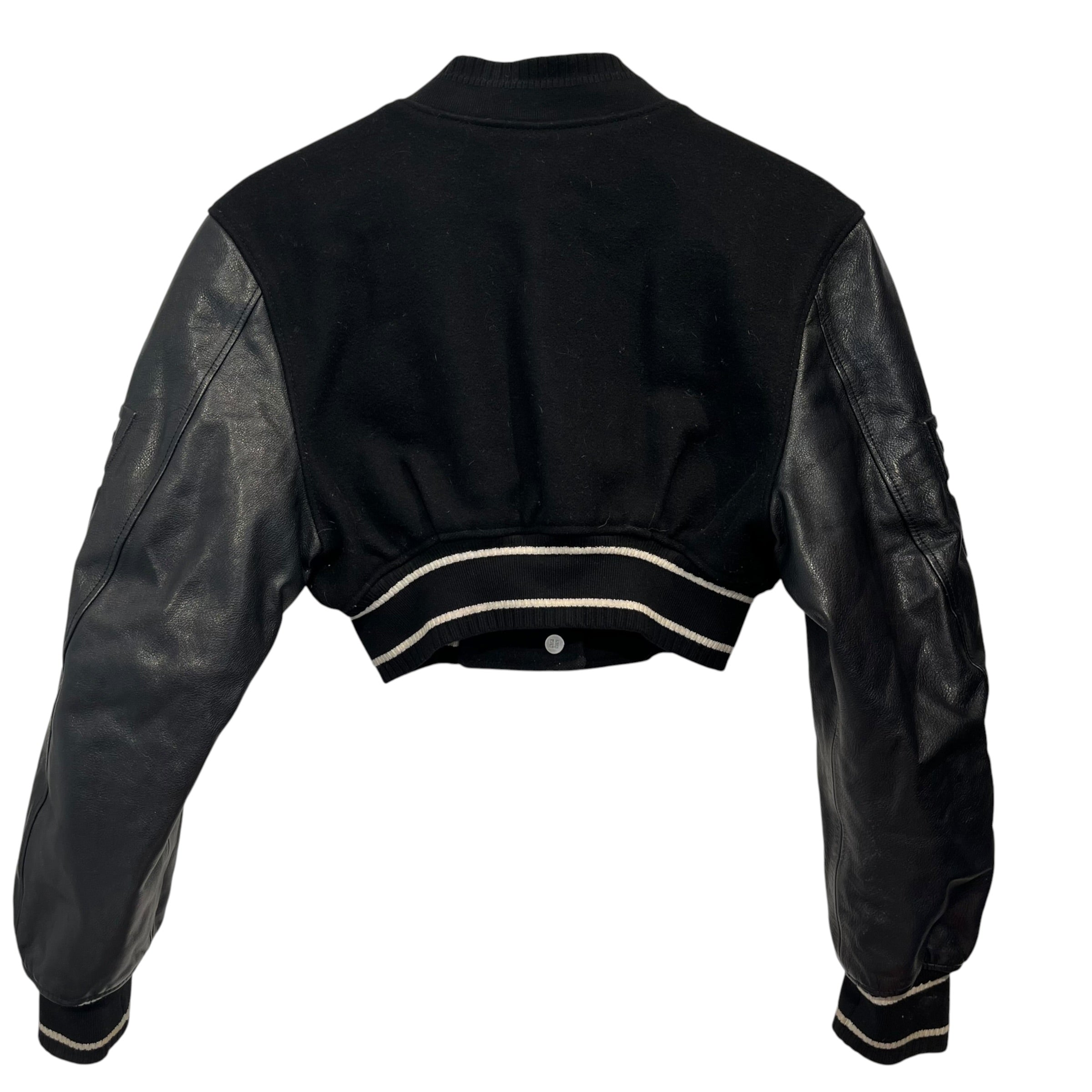 GIVENCHY/Jacket/34/Wool/BLK/wool leather crop varsity view 2