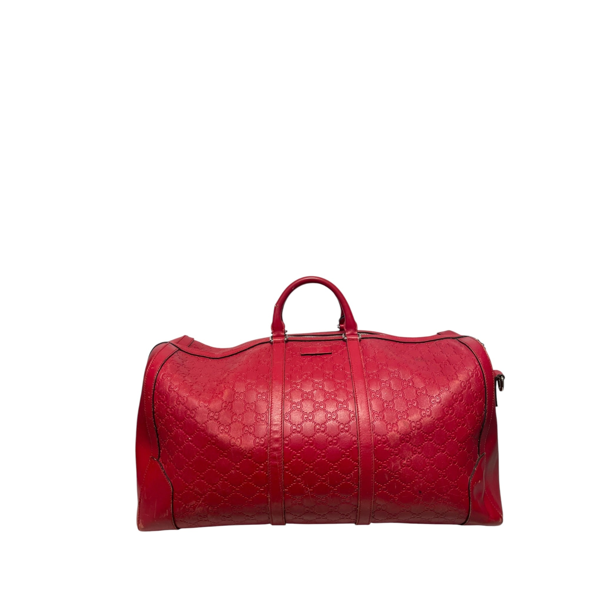 GUCCI/Luggage/Leather/RED/monogram gg duffel view 1