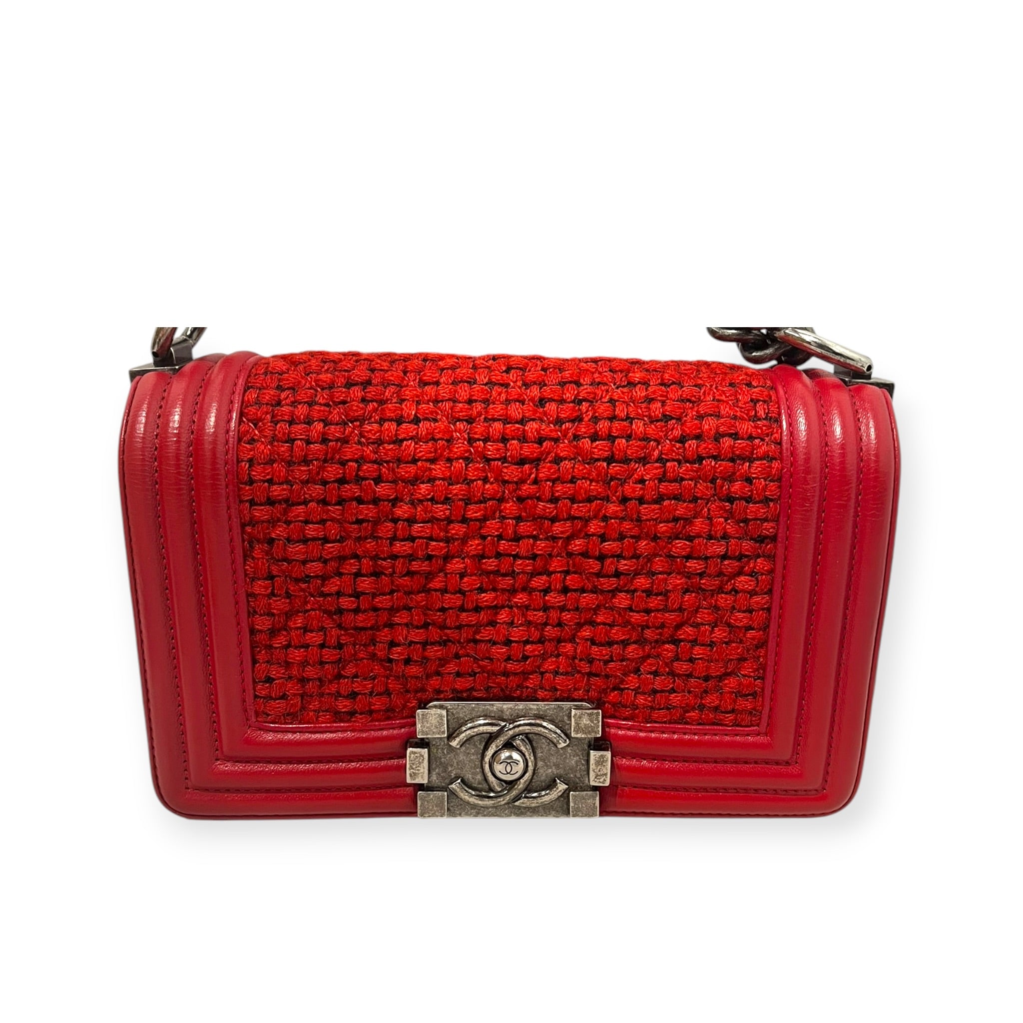 CHANEL/Bag/Lambskin/RED/TWEED BOY BAG view 1