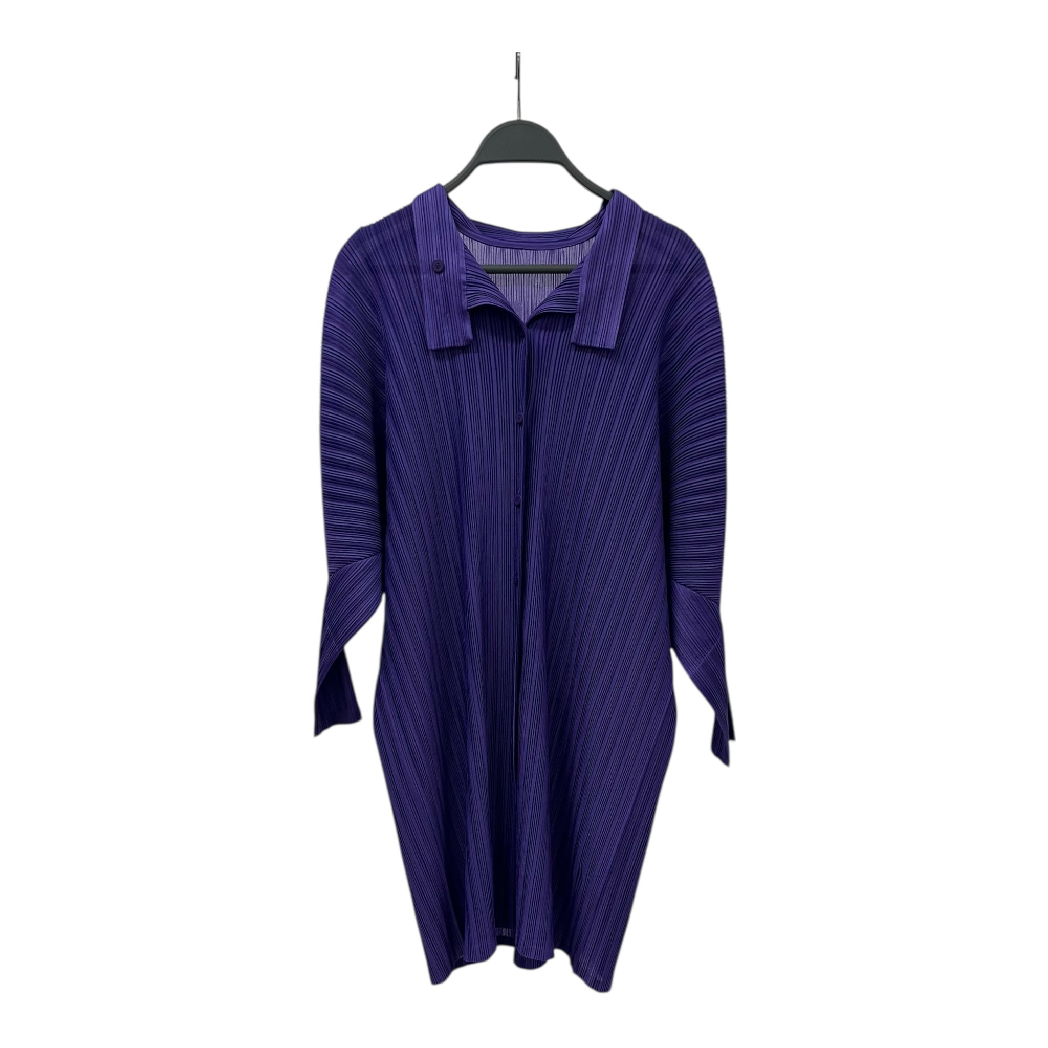 PLEATS PLEASE ISSEY MIYAKE/LS Shirt/5/Polyester/PPL/3/4 SLEEVES/SNAP BUTTON COLLAR view 1