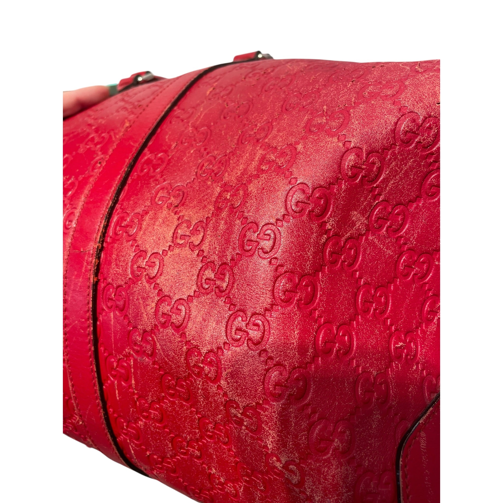 GUCCI/Luggage/Leather/RED/monogram gg duffel view 5