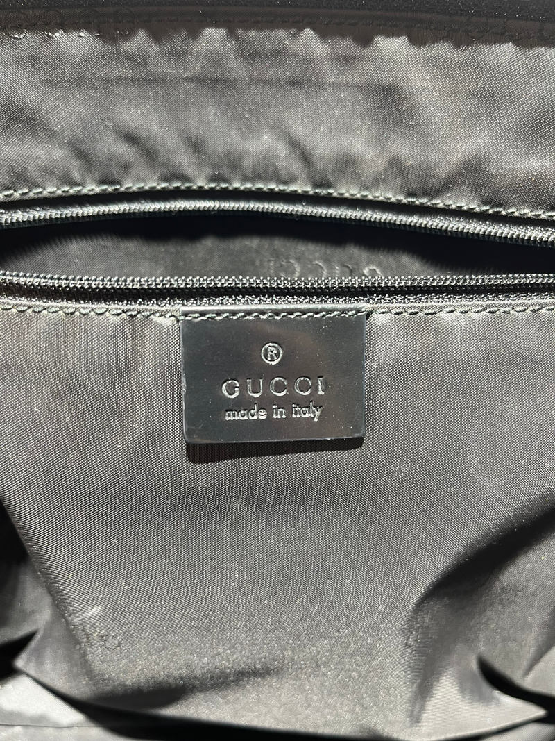 GUCCI/Tote Bag/Nylon/BLK/patent leather strap