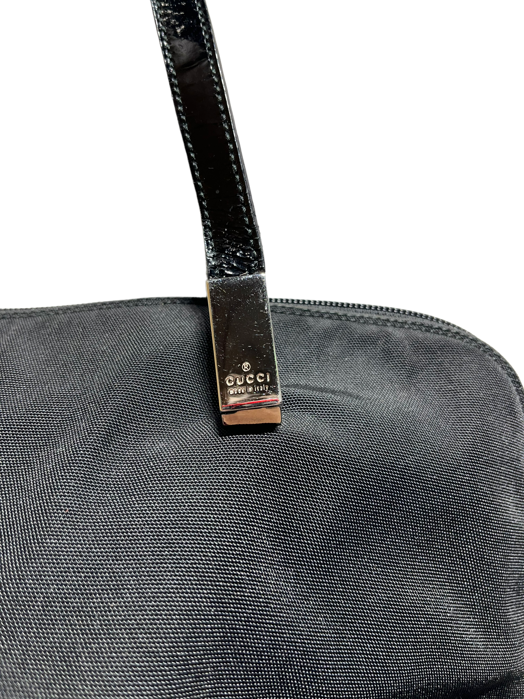GUCCI/Tote Bag/Nylon/BLK/patent leather strap view 5