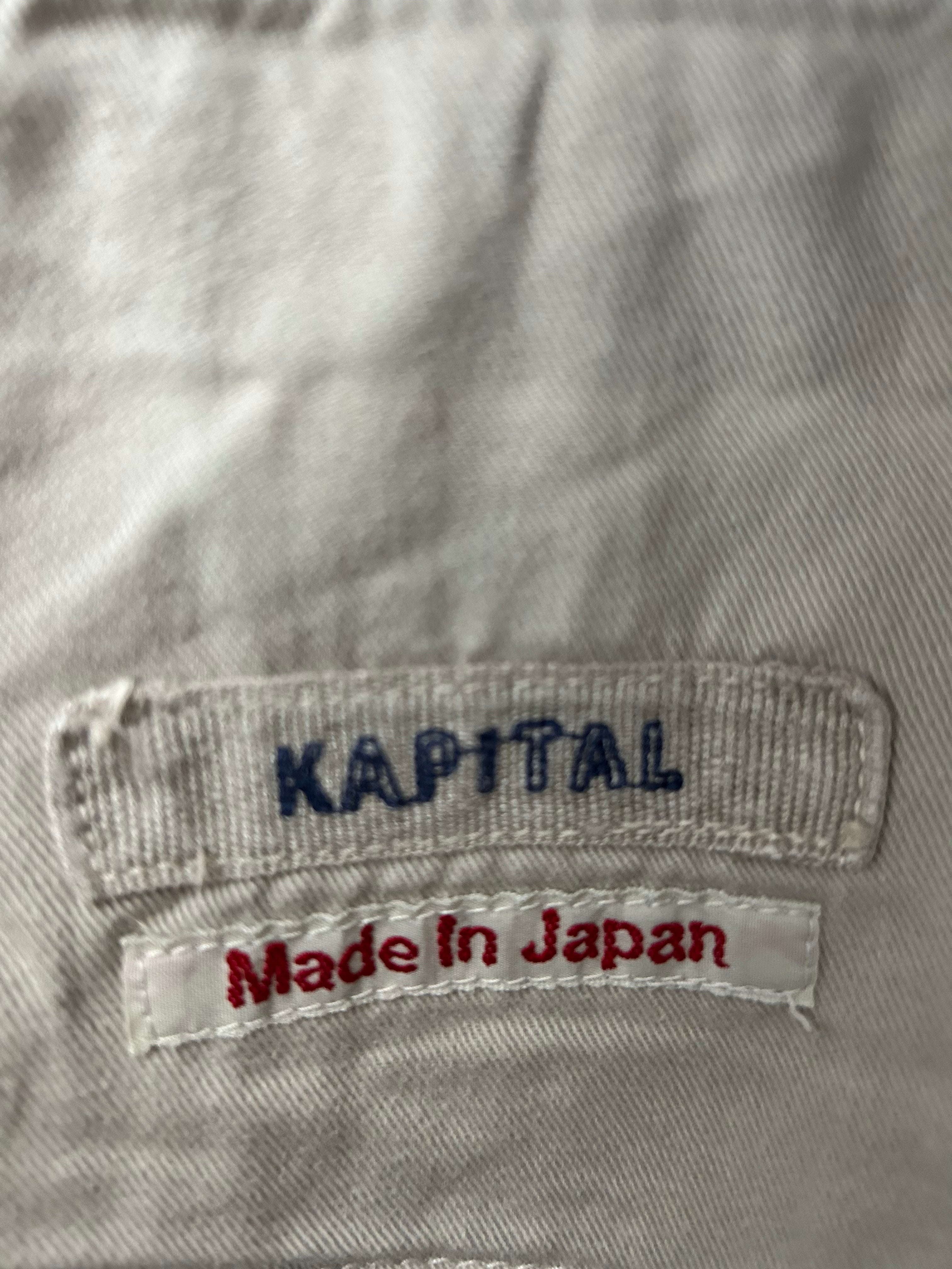 KAPITAL/Cropped Pants/1/Denim/BLK/Button Fly/LOTS OF BUTTONS BEIGE WAIST view 3