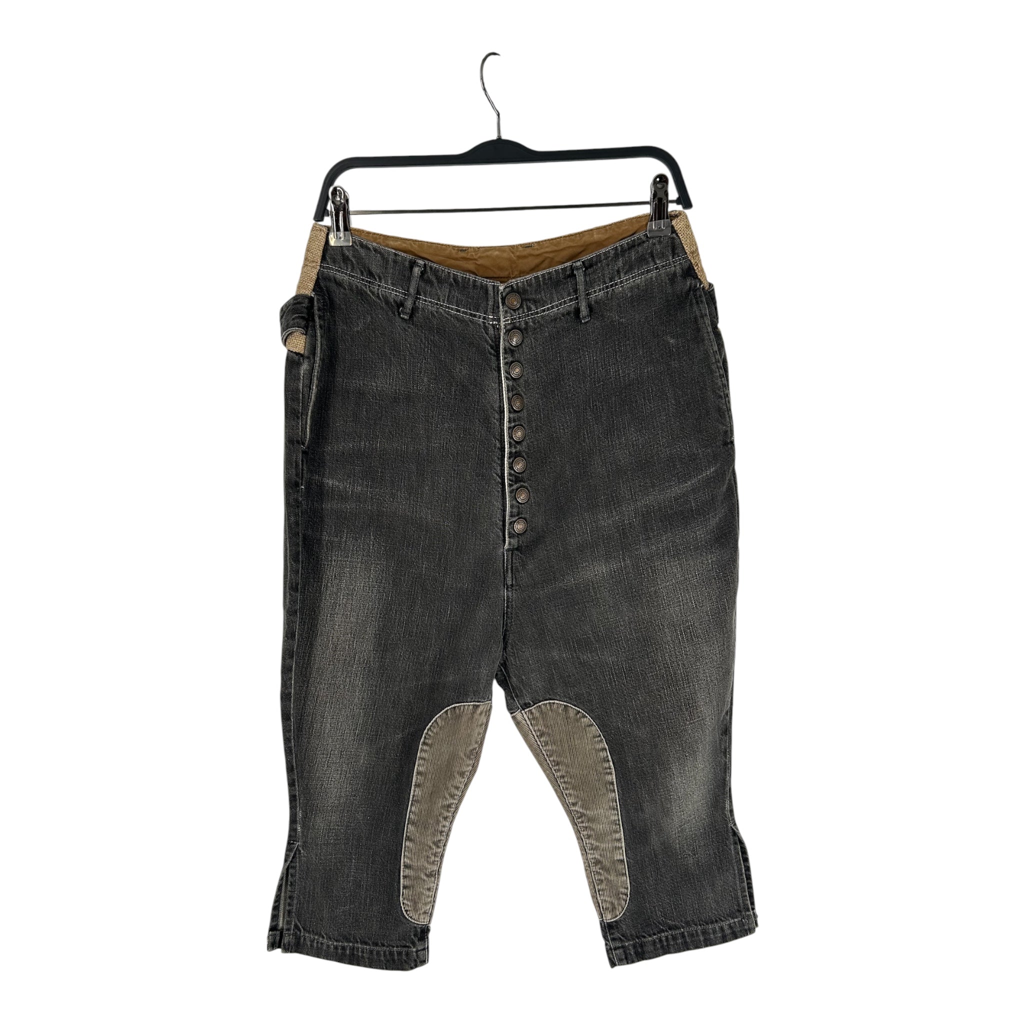 KAPITAL/Cropped Pants/1/Denim/BLK/Button Fly/LOTS OF BUTTONS BEIGE WAIST view 1