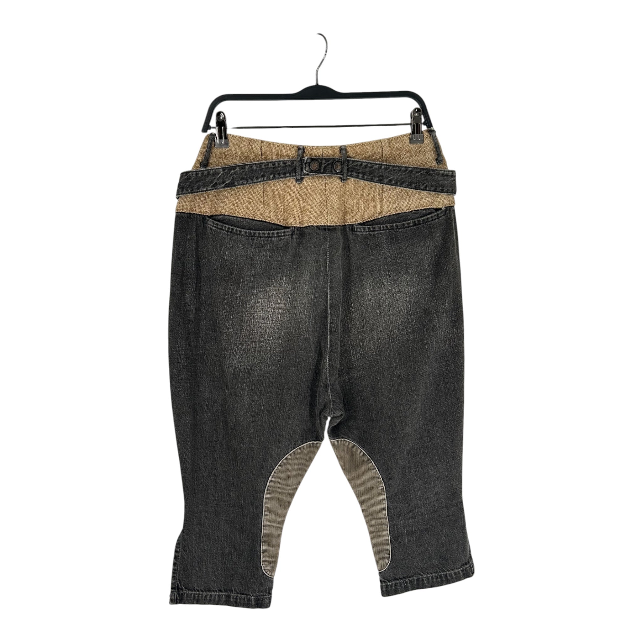 KAPITAL/Cropped Pants/1/Denim/BLK/Button Fly/LOTS OF BUTTONS BEIGE WAIST view 2