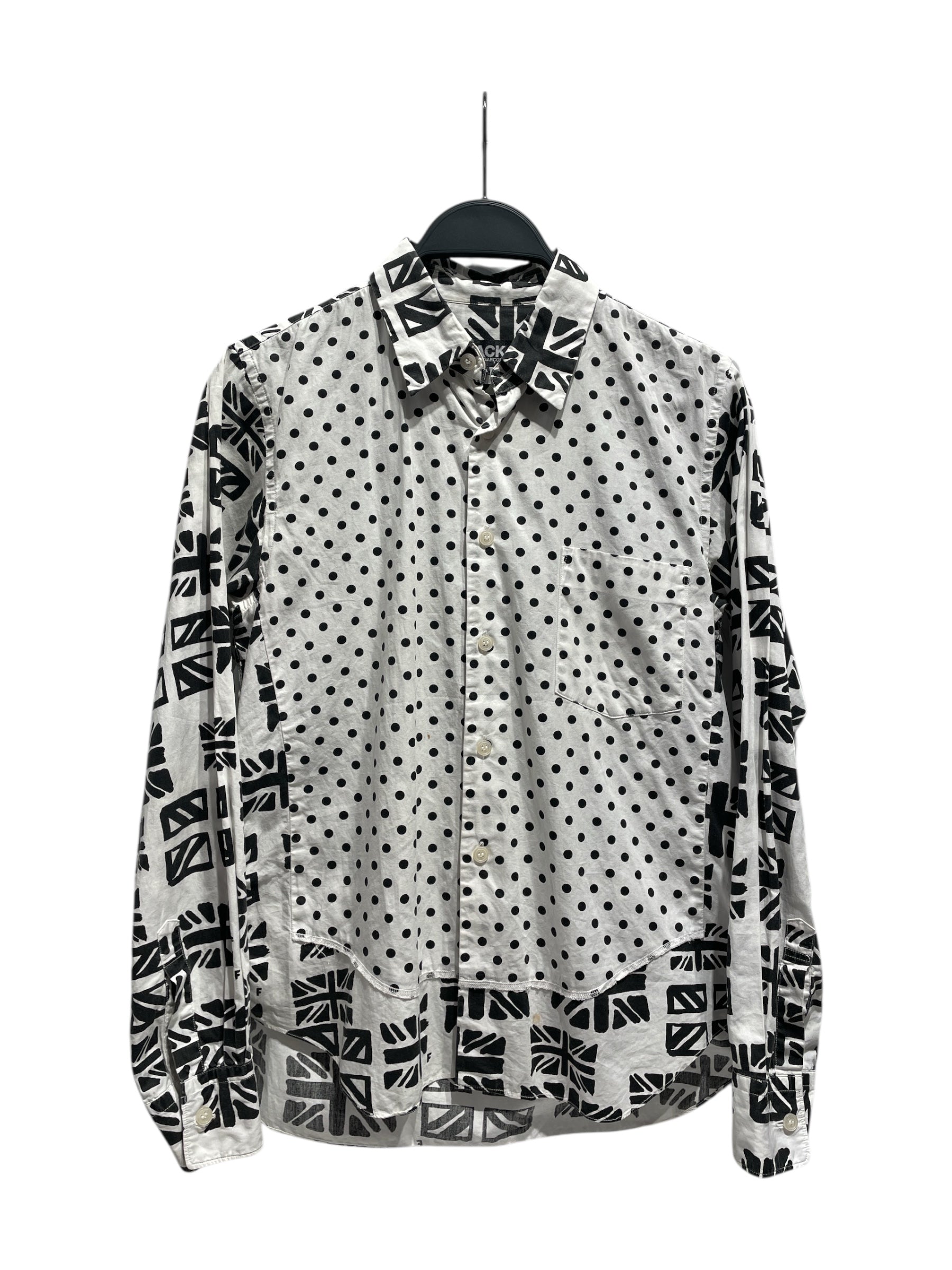 BLACK COMME des GARCONS/LS Shirt/XS/Cotton/WHT/Polka Dot Union Jack Shirt view 1